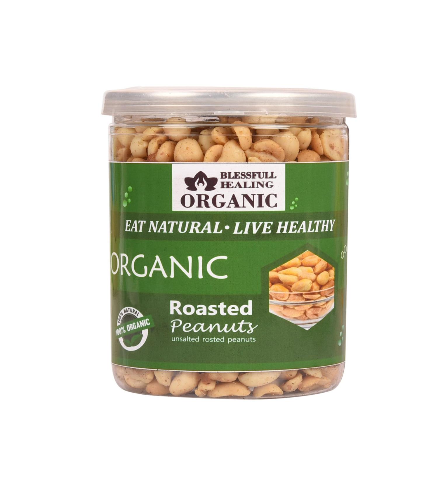 Blessfull Healing Organic Natural Vegan Unsalted Roasted Peanuts Crunchy Healthy Snacks 250 Gram - Buy Online on GoSupps.com