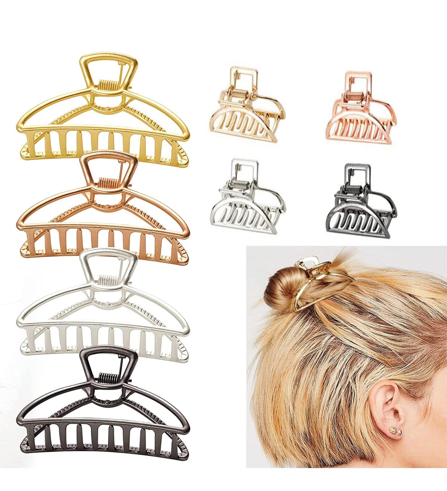 Xutong 8-Piece Rose Gold Metal Hair Clips Set - Small & Large Crescent Hair Clips for Thick Hair - Stylish & Durable Women s Accessories - Buy Online on GoSupps.com