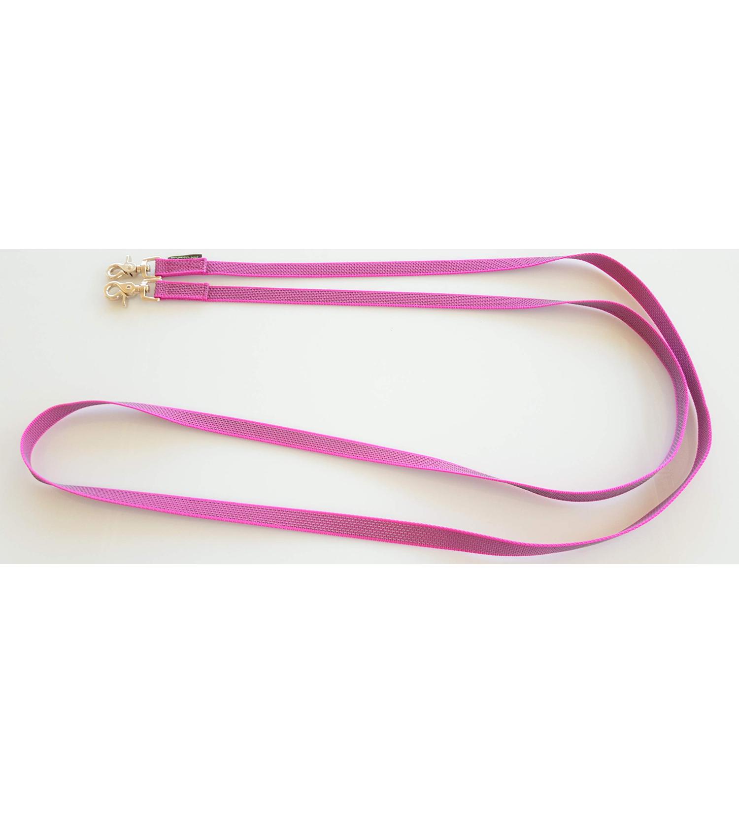 elropet Rubberized reins with rein hooks Silver Rubber Reins Fuchsia Shetty - WB extra 3.00m WB extra