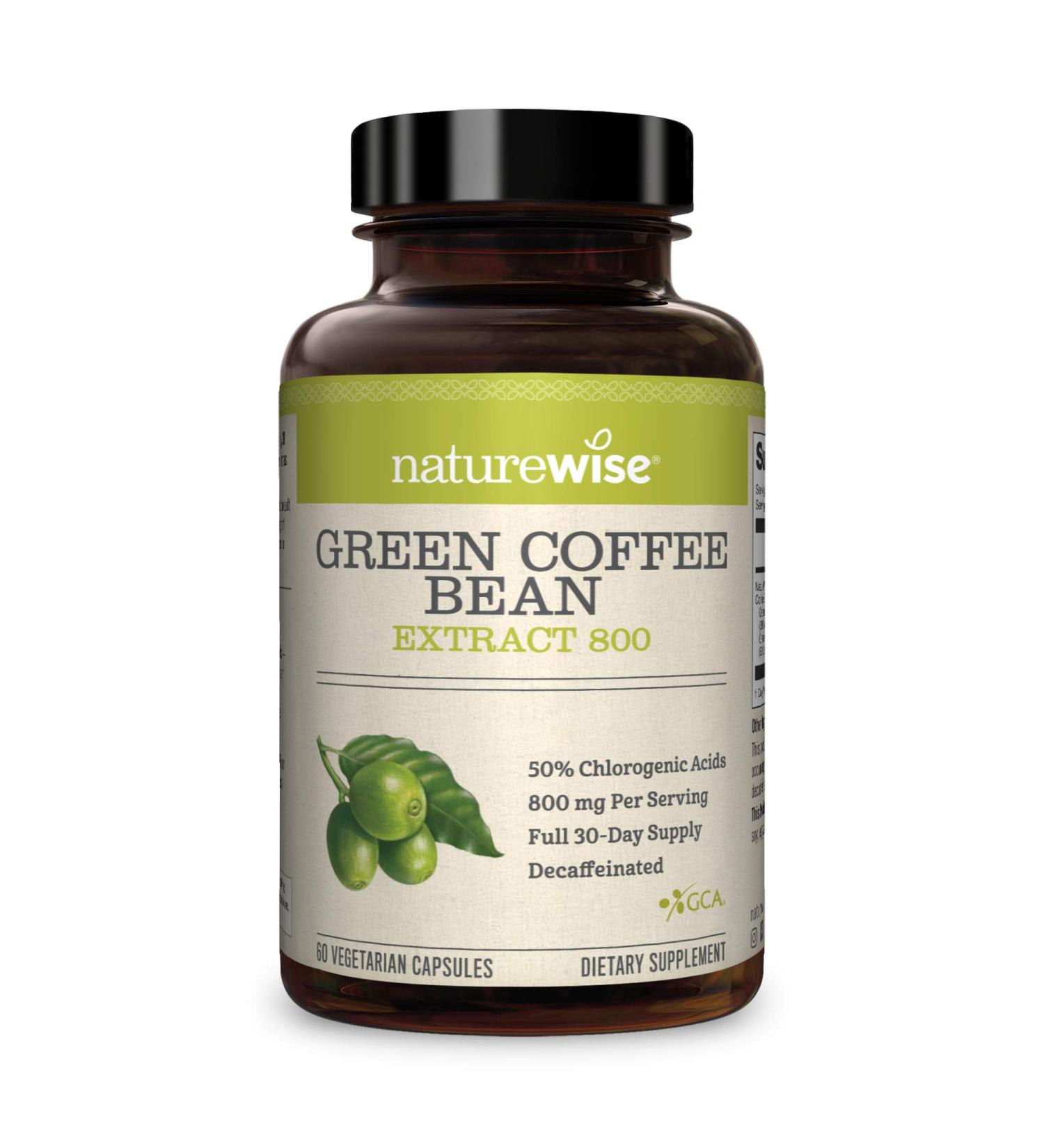 NatureWise Green Coffee Bean Extract 800 mg | 60 Vegetarian Capsules - Premium Weight Loss Support - Buy Online on GoSupps.com