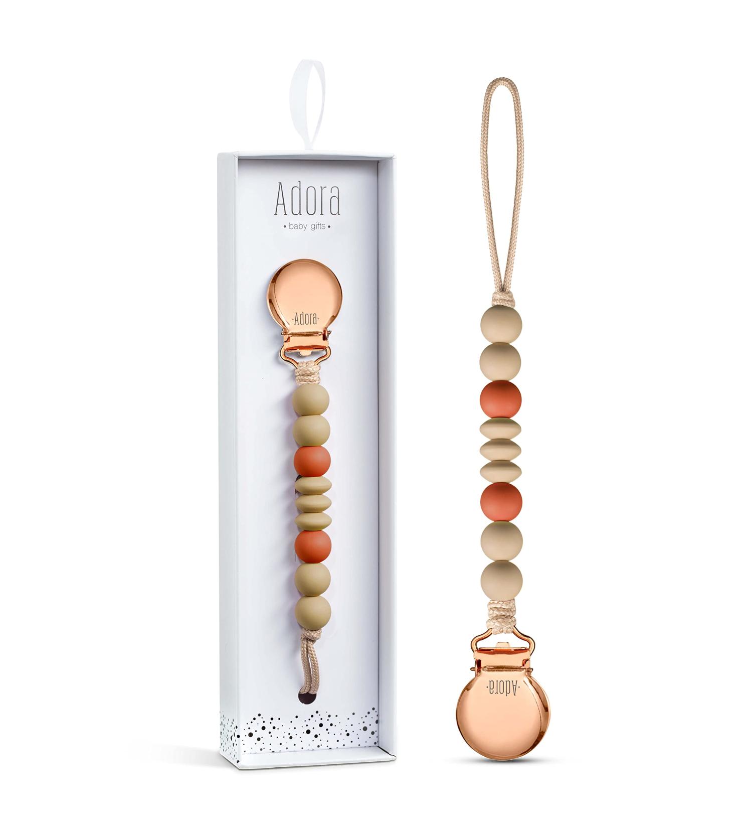 Adora Baby Gifts Silicone Pacifier Clip - Saddle Rust | Baby Pacifier Holder for Boys and Girls - Buy Online on GoSupps.com