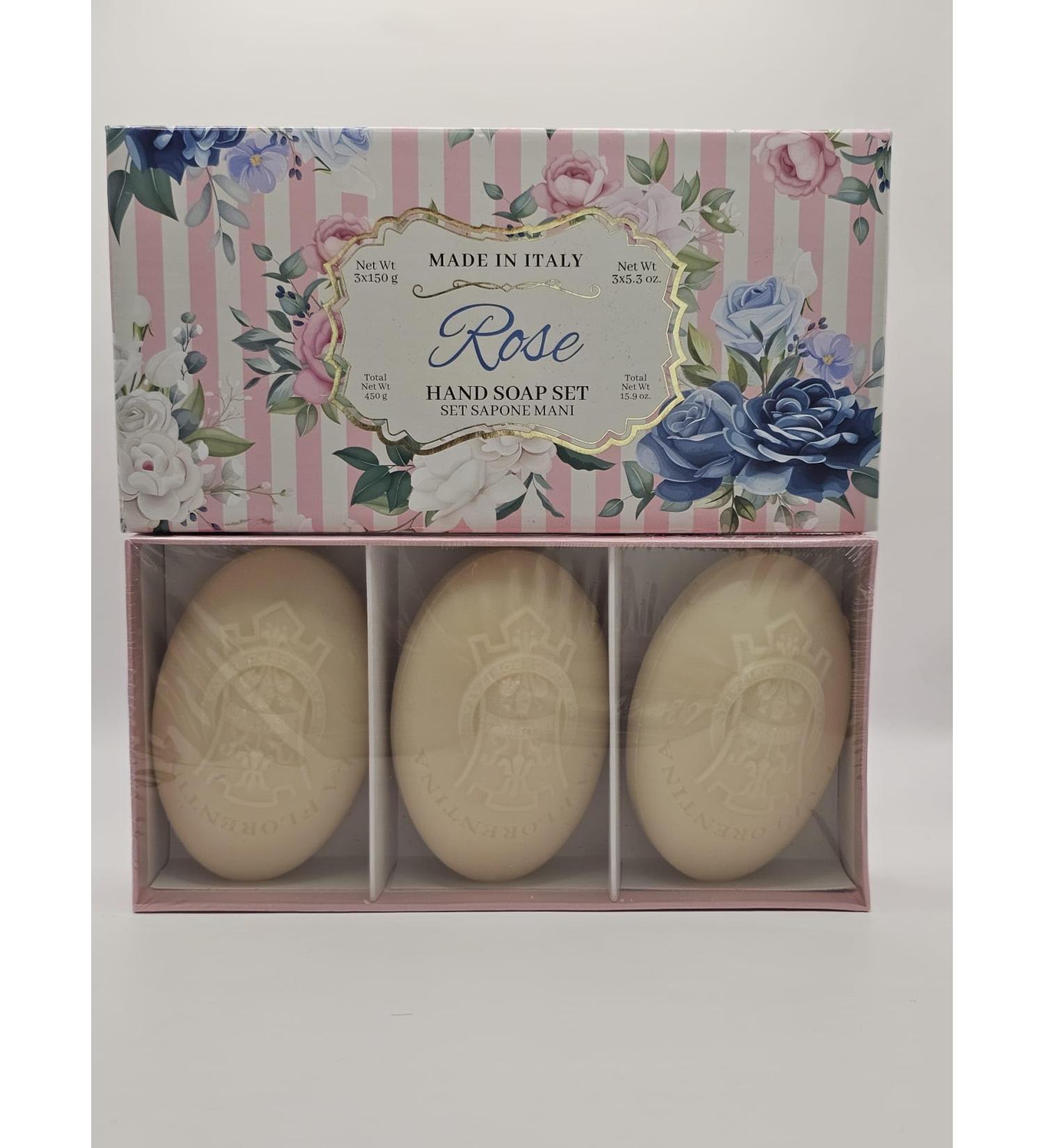 LA FLORENTINA Rose Hand Soap Set Made in Italy 5.3 Oz Bars 3-Pack - Buy Online on GoSupps.com