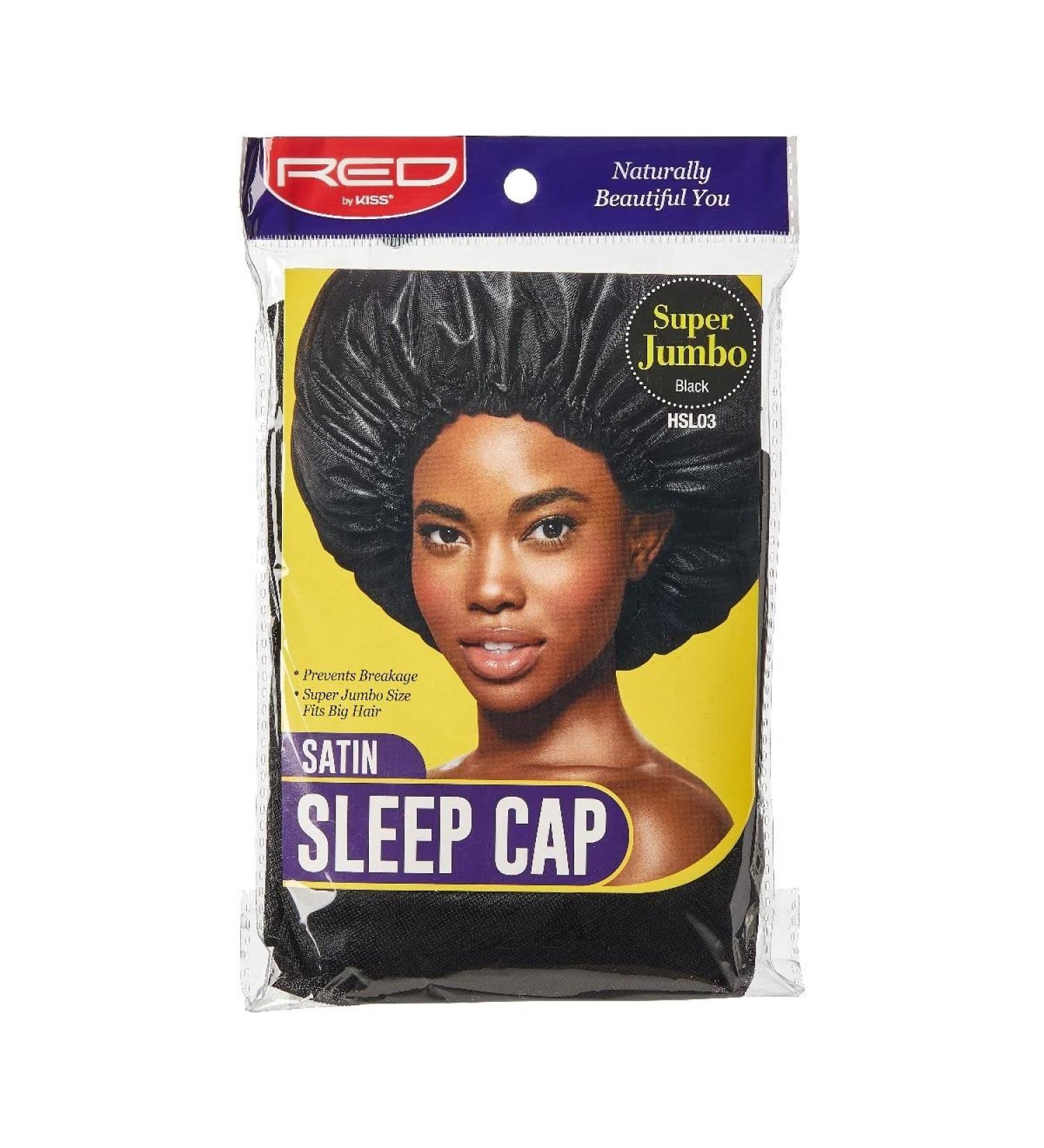 Red Satin Sleep Cap Black Super Jumbo