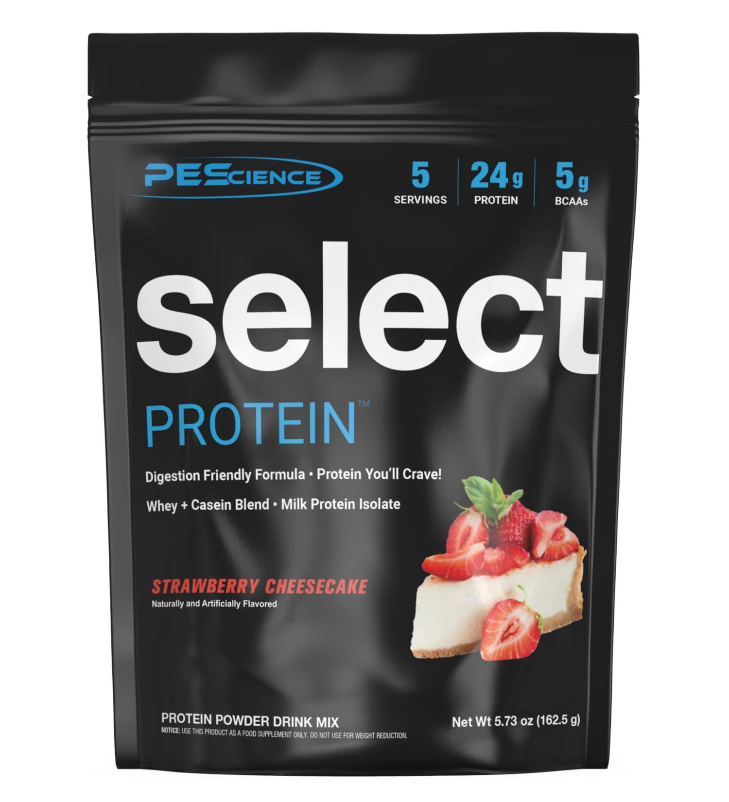 PEScience Select Protein Powder, Whey and Casein Blend, Clean Protein Powder for Women and Men, Low Calorie, Low Carb, Keto Friendly, Gluten Free - Strawberry Cheesecake - 5 Servings - Buy Online on GoSupps.com
