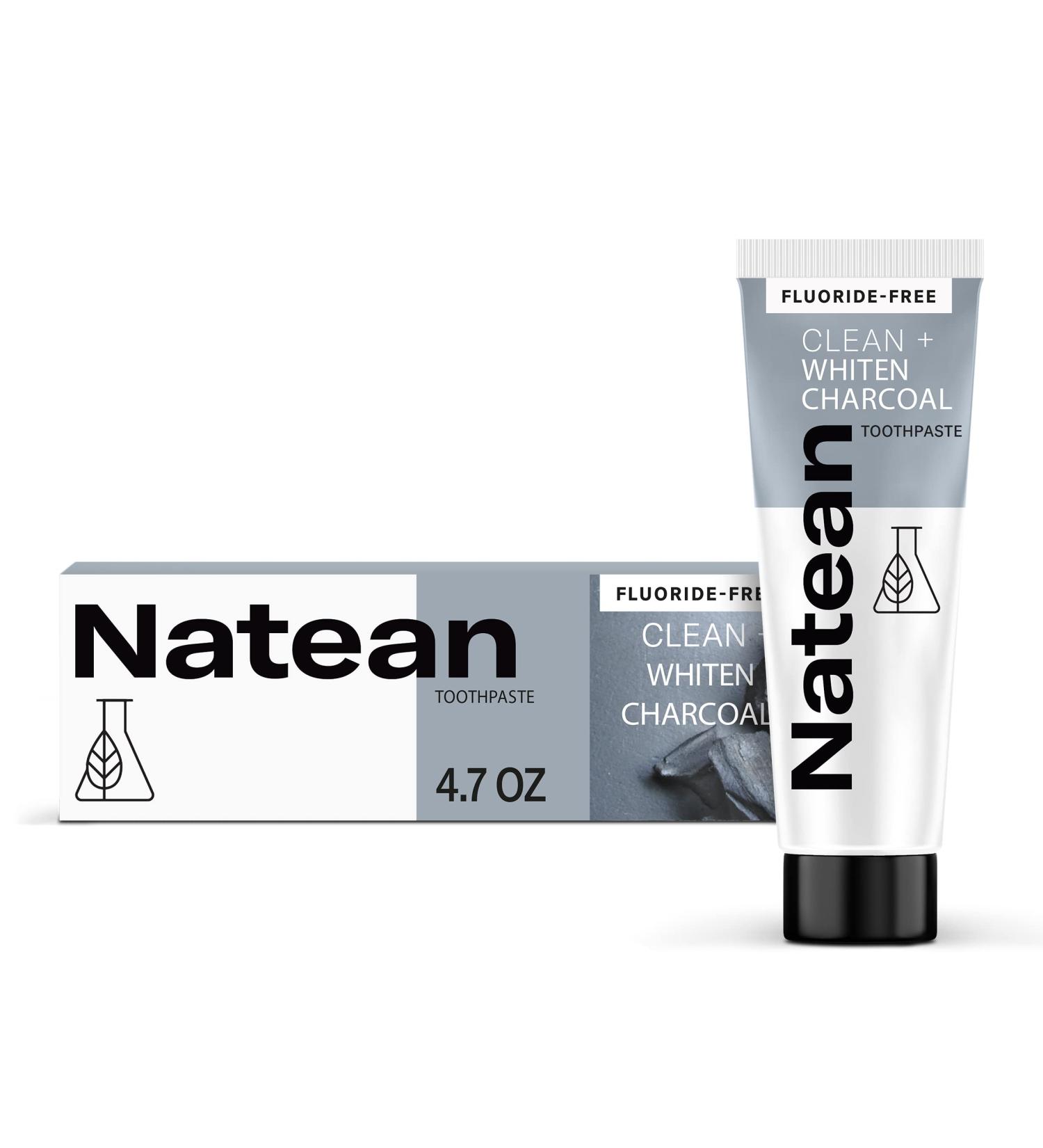 Natean Clean + Whiten Charcoal Toothpaste - Fluoride Free Clean Mint 4.7 Oz - Buy Online on GoSupps.com