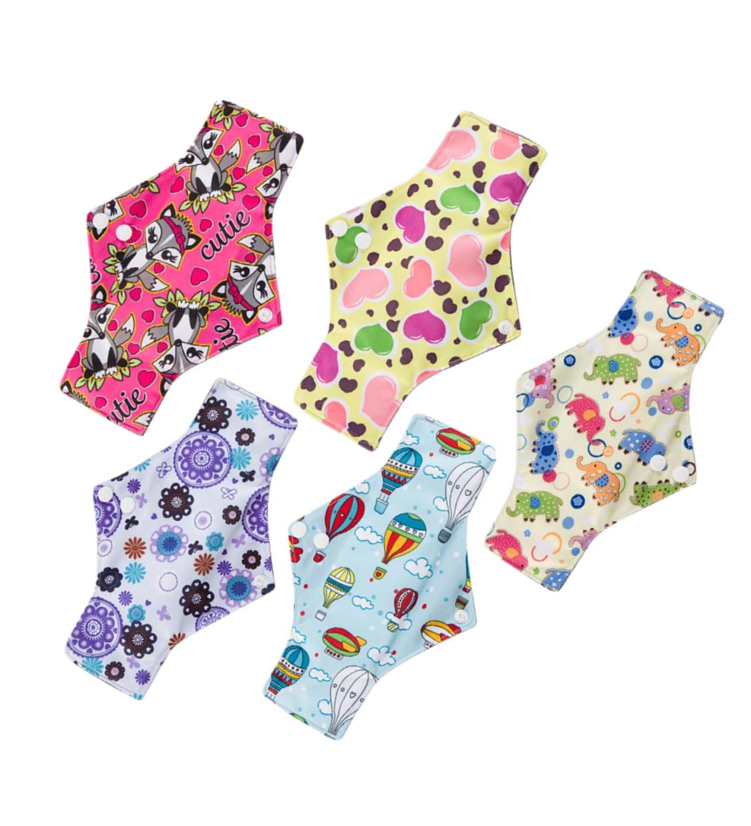 5pcs Reusable Menstrual Pads | Mama Cloth Napkins for Women | Washable & Portable Feminine Hygiene Towels - Buy Online on GoSupps.com