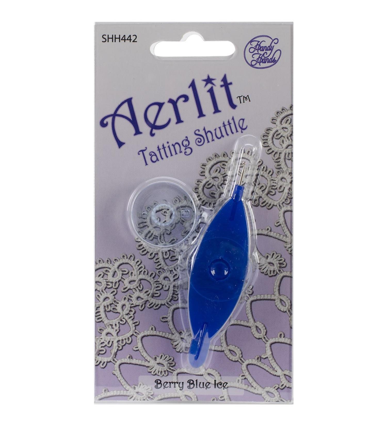 Handy Hands Aerlit Tatting Shuttle with 2 Bobbins, Berry Blue Ice
