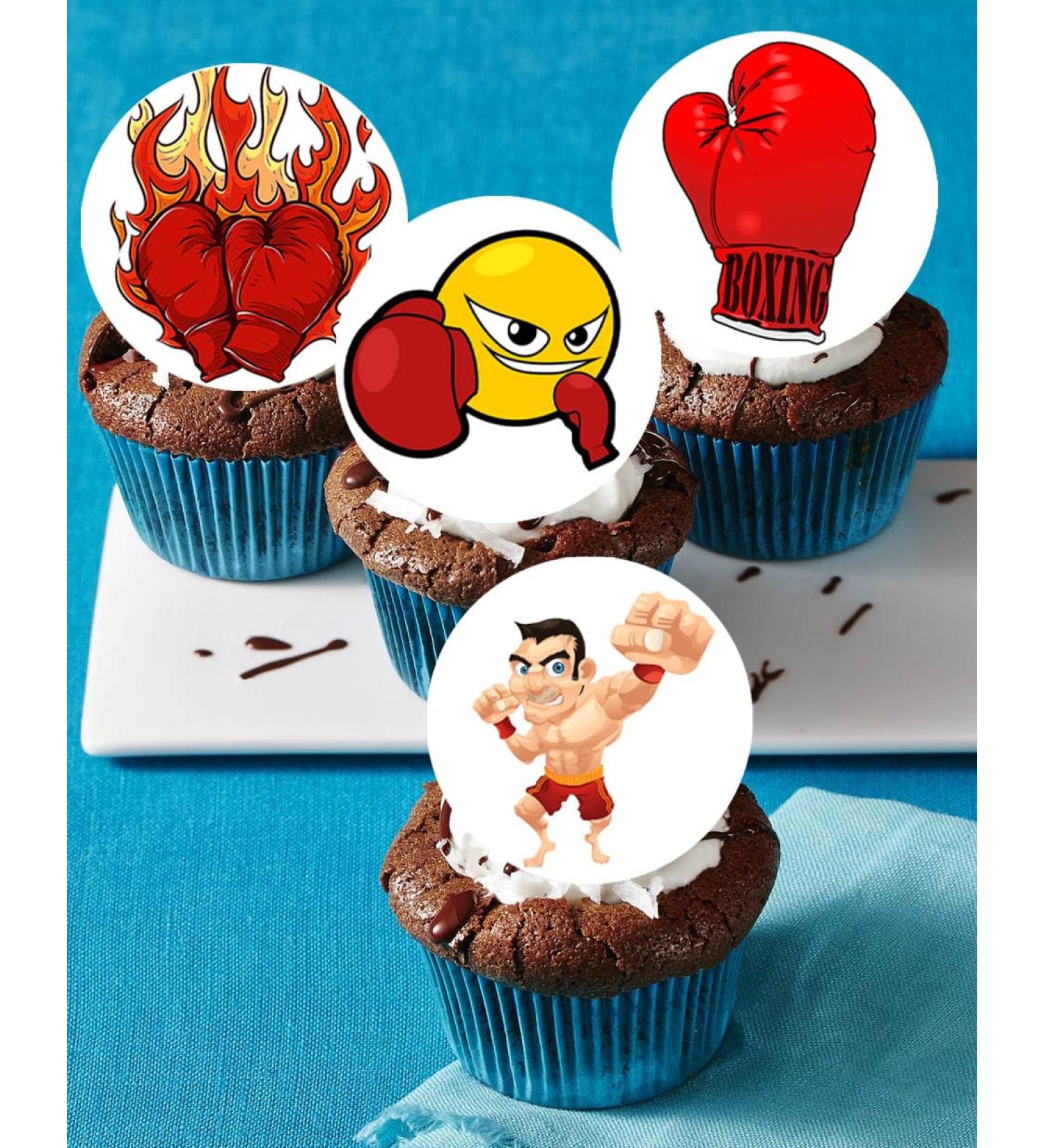 24 x Pre-Cut Boxing 5 Edible Stand up Wafer Paper Cupcake Toppers Cake Decorations Birthday Party Sport Martial Art - Buy Online on GoSupps.com