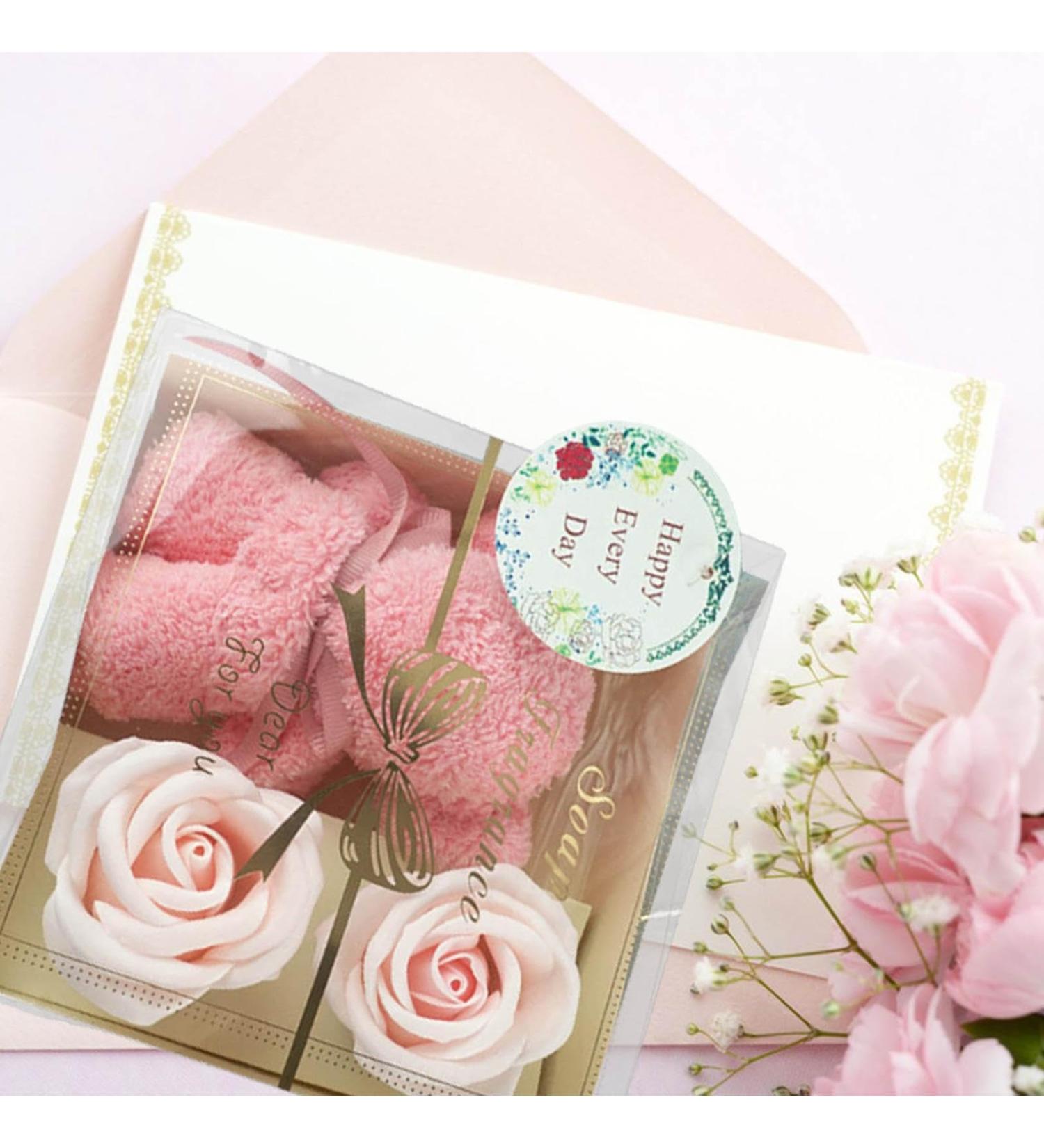 Festival Gift Towel Bear Box Soap Flower Rose - Long-Lasting Artificial Pink Decoration for Thanksgiving Anniversary & Valentine's Day - Buy Online on GoSupps.com