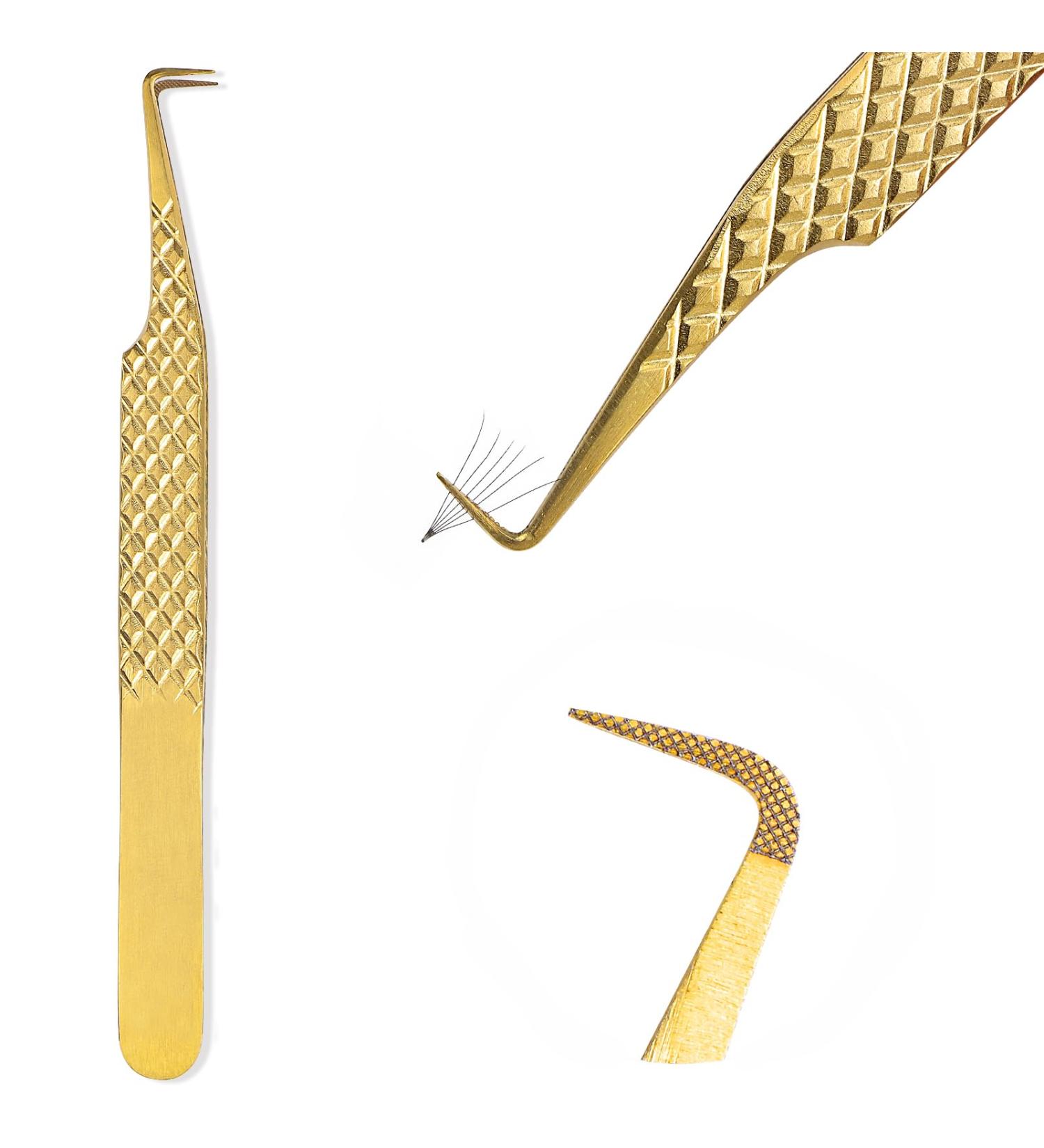 Allove Eyelash Extension Tweezers - High-Precision 90-Degree Diamond Handle Fiber Pincers for Volume Extensions - Buy Online on GoSupps.com
