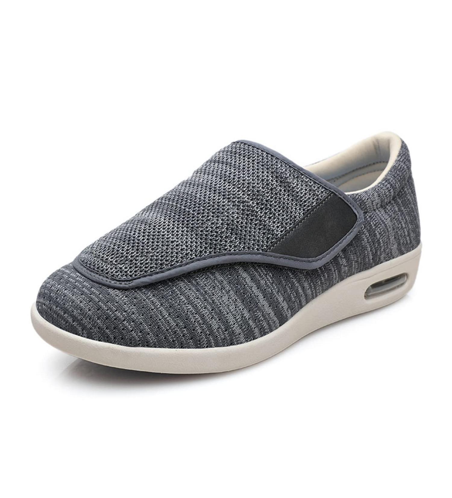 Yytcsjz Men's Diabetic Edema Slippers - Dark Grey, Size 12 | Lightweight Air Cushion Walking Shoes for Elderly with Comfort for Edema, Arthritis, Fasciitis - Buy Online on GoSupps.com