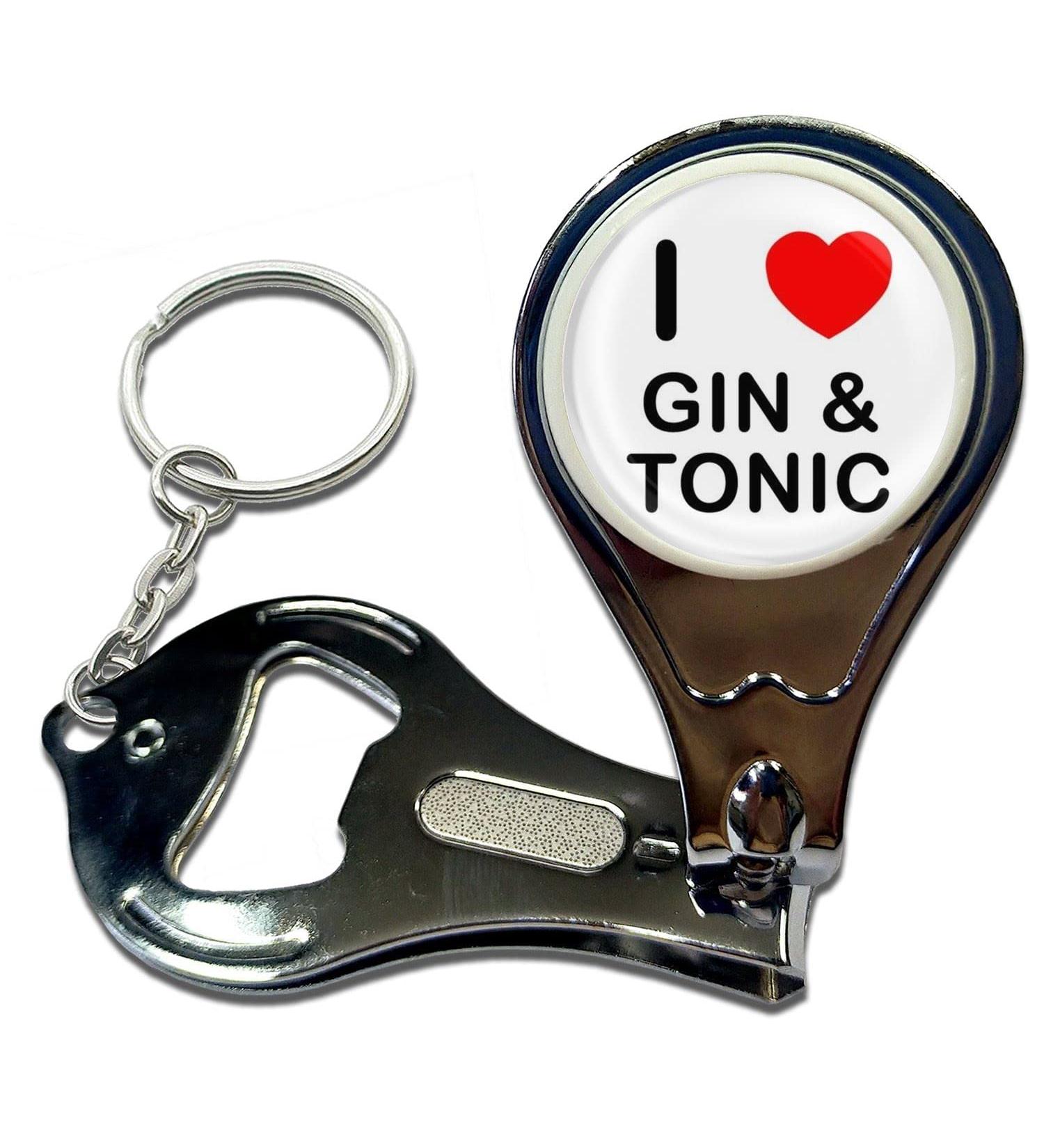 BadgeBeast.co.uk I Love Heart Gin and Tonic - Key Ring Bottle Opener and Nail Clipper - Buy Online on GoSupps.com