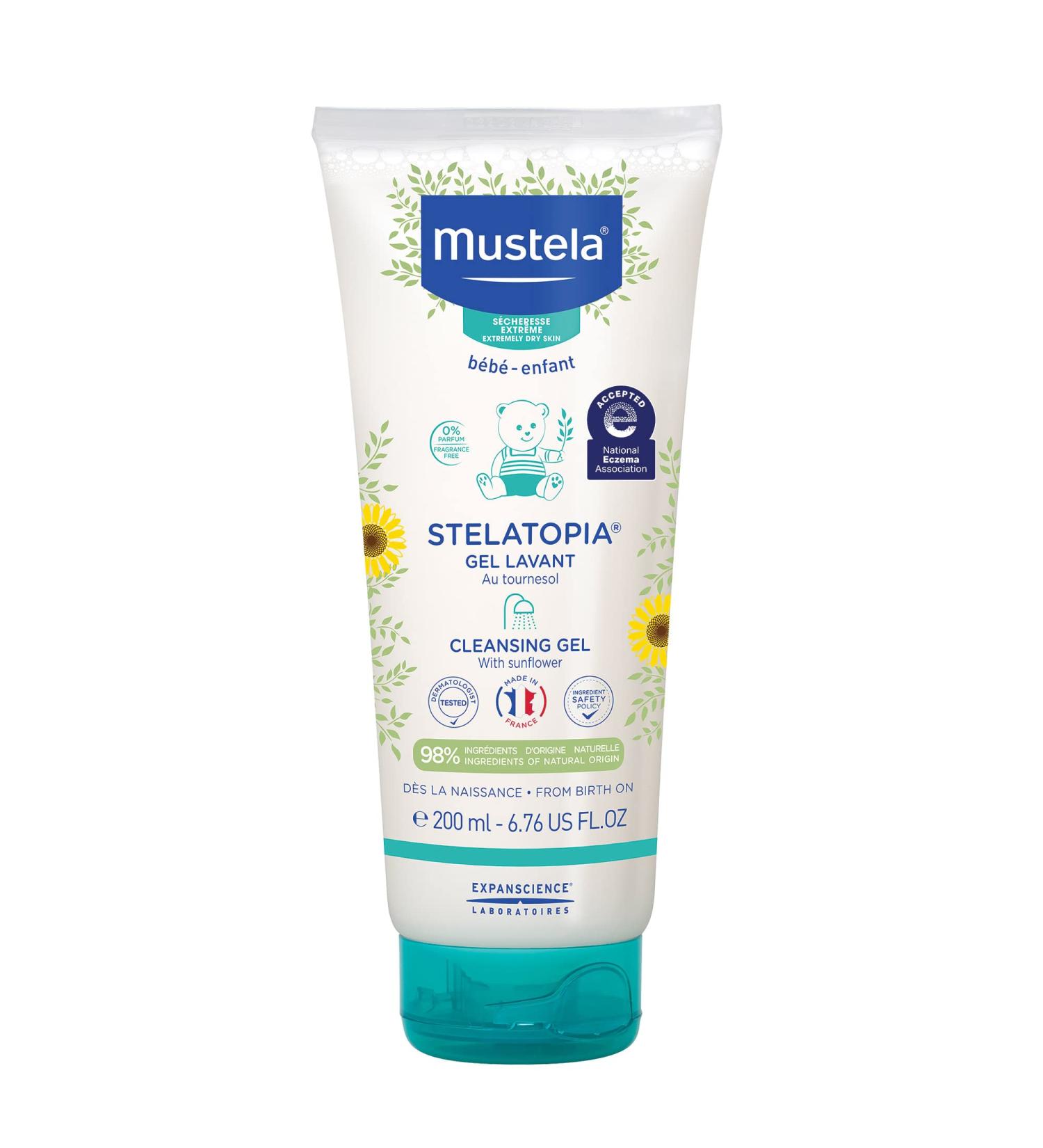 Mustela Stelatopia Cleansing Gel with Sunflower - 6.76 fl oz (200 ml) for Sensitive Skin - Buy Online on GoSupps.com