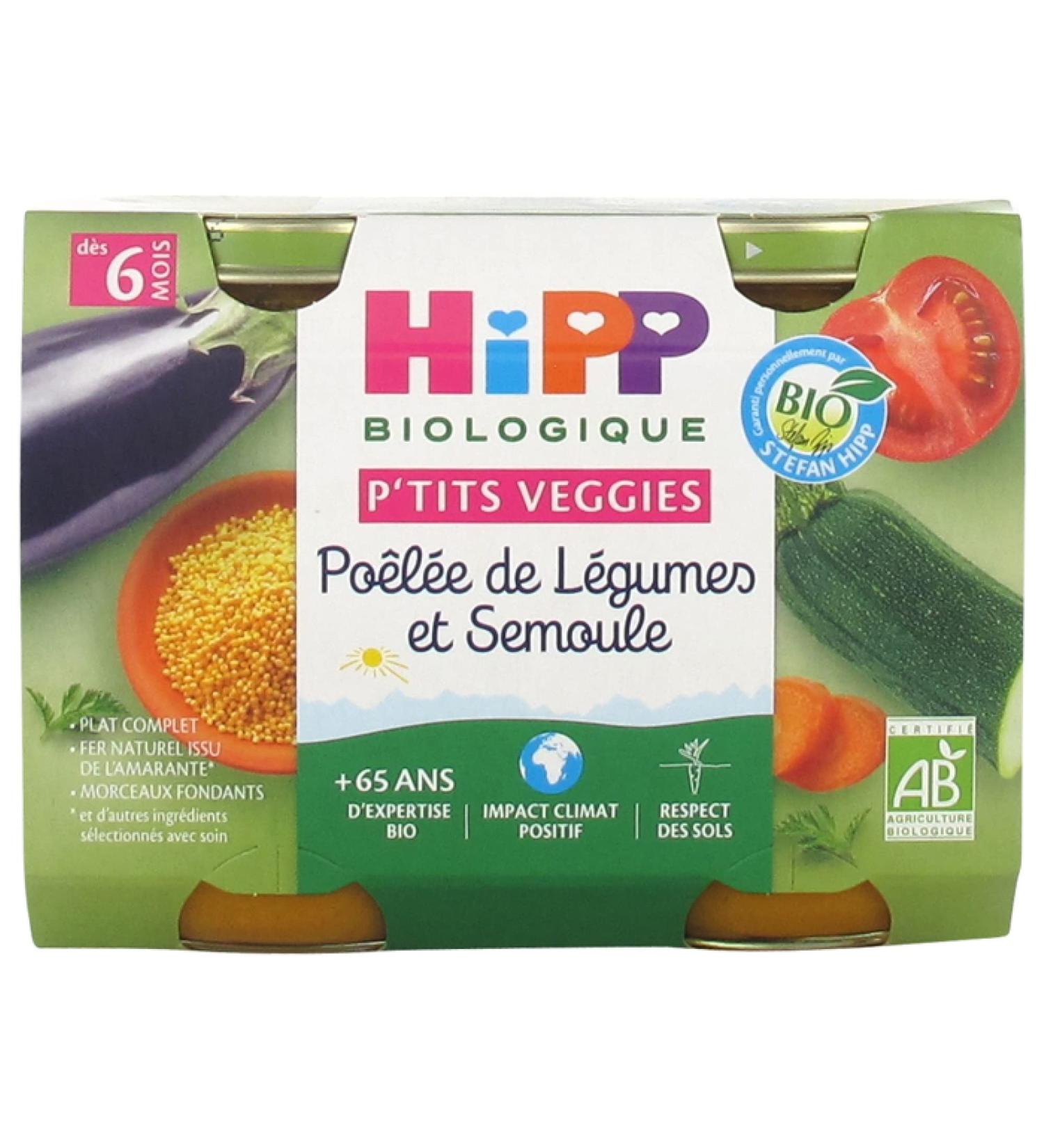 HiPP P'tits Veggies Frying Vegetables and Semolina from 6 Months Organic 2 Pots