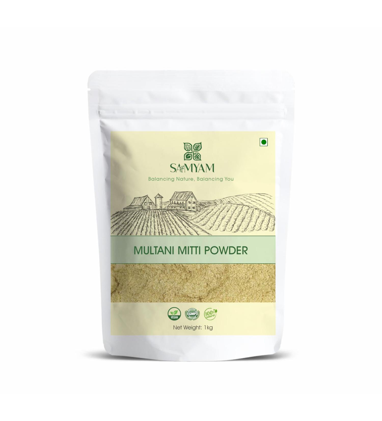 SAMYAM Multani Mitti Facial Skin Cleansing Powder - 1 kg | Fullererde, Indian Bentonite Clay