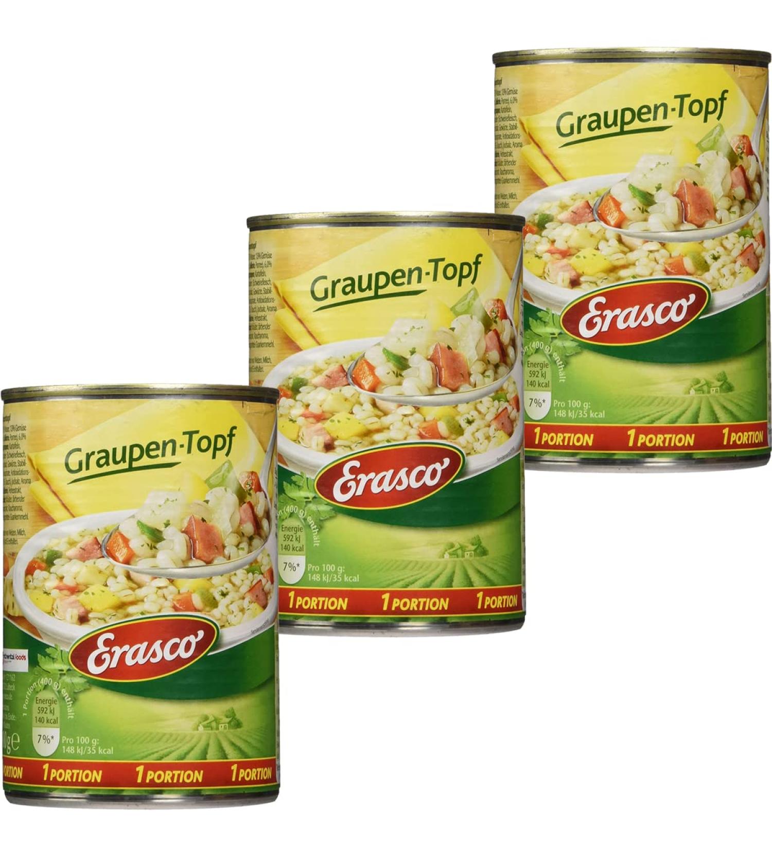 n.v. Erasco Pearl Barley with Lots of Pearl Barley and Fresh Vegetables 400g (Pack of 3) - Buy Online on GoSupps.com