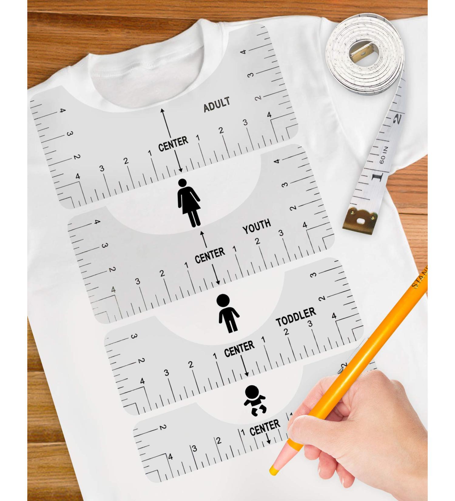6Pcs T-Shirt Alignment Tool - Center Designs for Adult, Youth, Toddler, Infant - Transparent - Buy Online on GoSupps.com