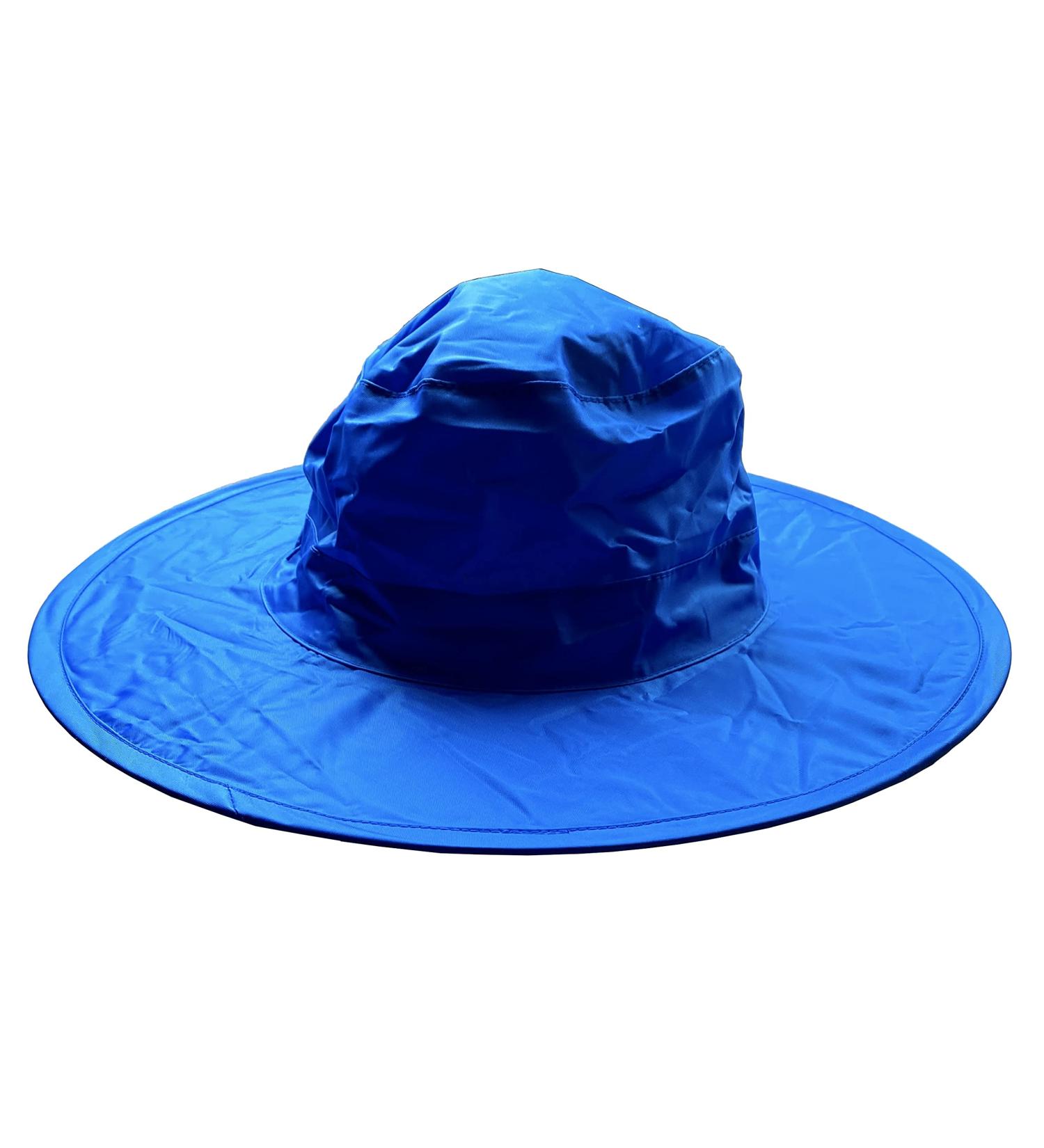 Twist-and-Fold Rain Hat, Unisex, 15 inch Diameter Brim Royal Blue