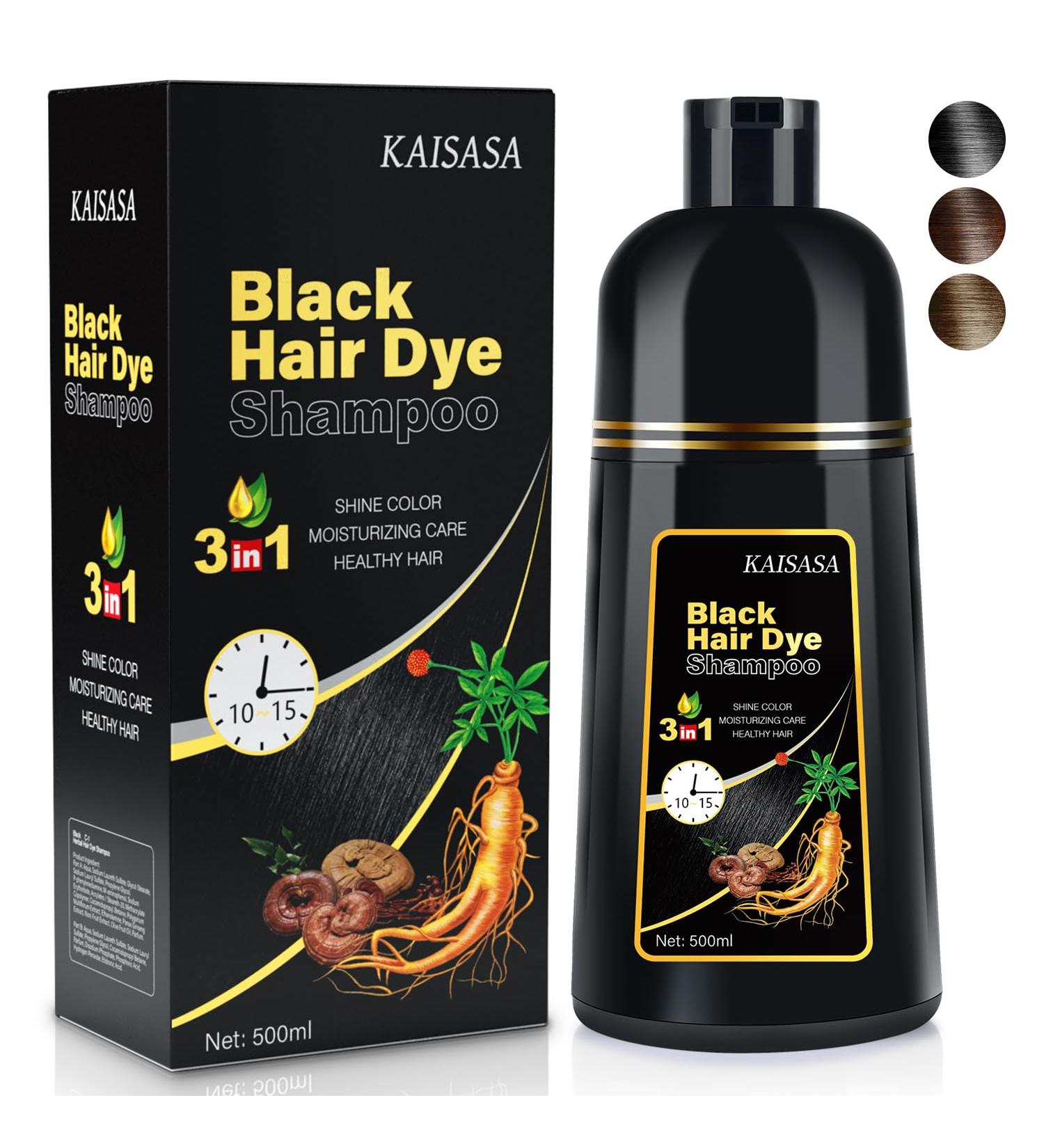 Natural Black Hair Dye Shampoo - 3-in-1 Herbal Color Solution for Men & Women | Ammonia-Free Lasts 30 Days - 16.90 oz - Buy Online on GoSupps.com