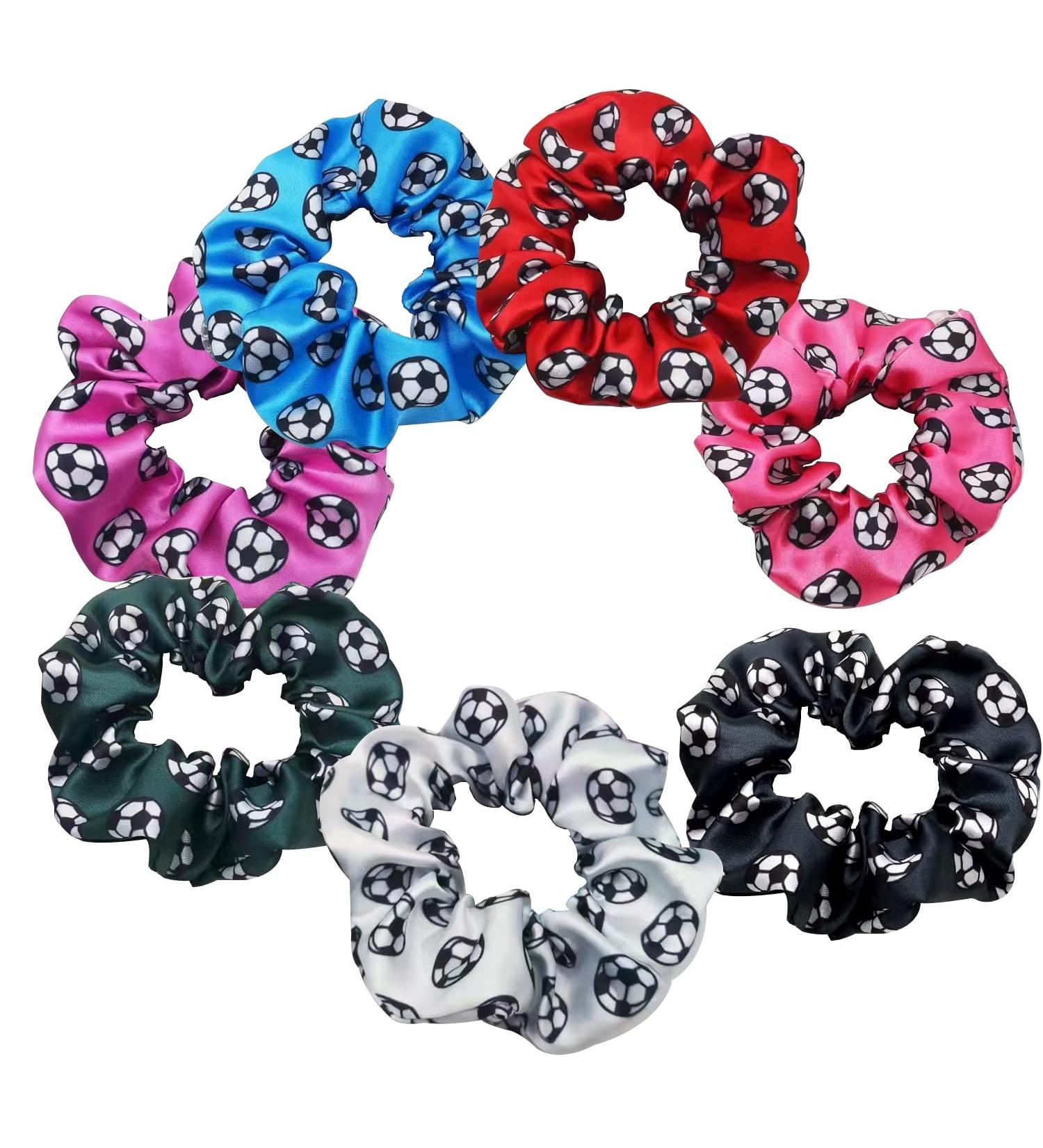 Miaija 8 Pieces Soccer Hair Scrunchies Elastic Football Hair Ties Satin Scrunchy Non Slip Ponytail Holders Hair Bands for Women Girls Random Color - Buy Online on GoSupps.com