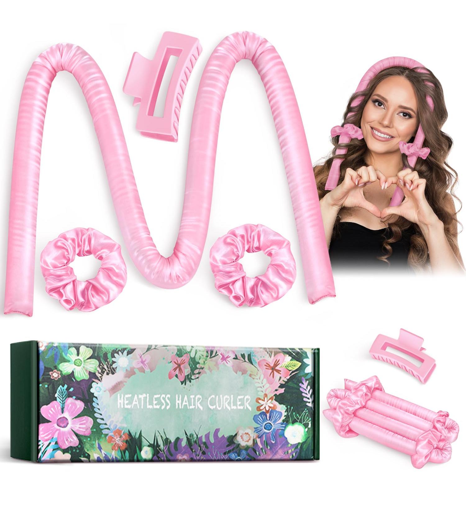 High Resilience Sponge Heatless Curlers Headband for DIY Heatless Curls - Pink - Buy Online on GoSupps.com