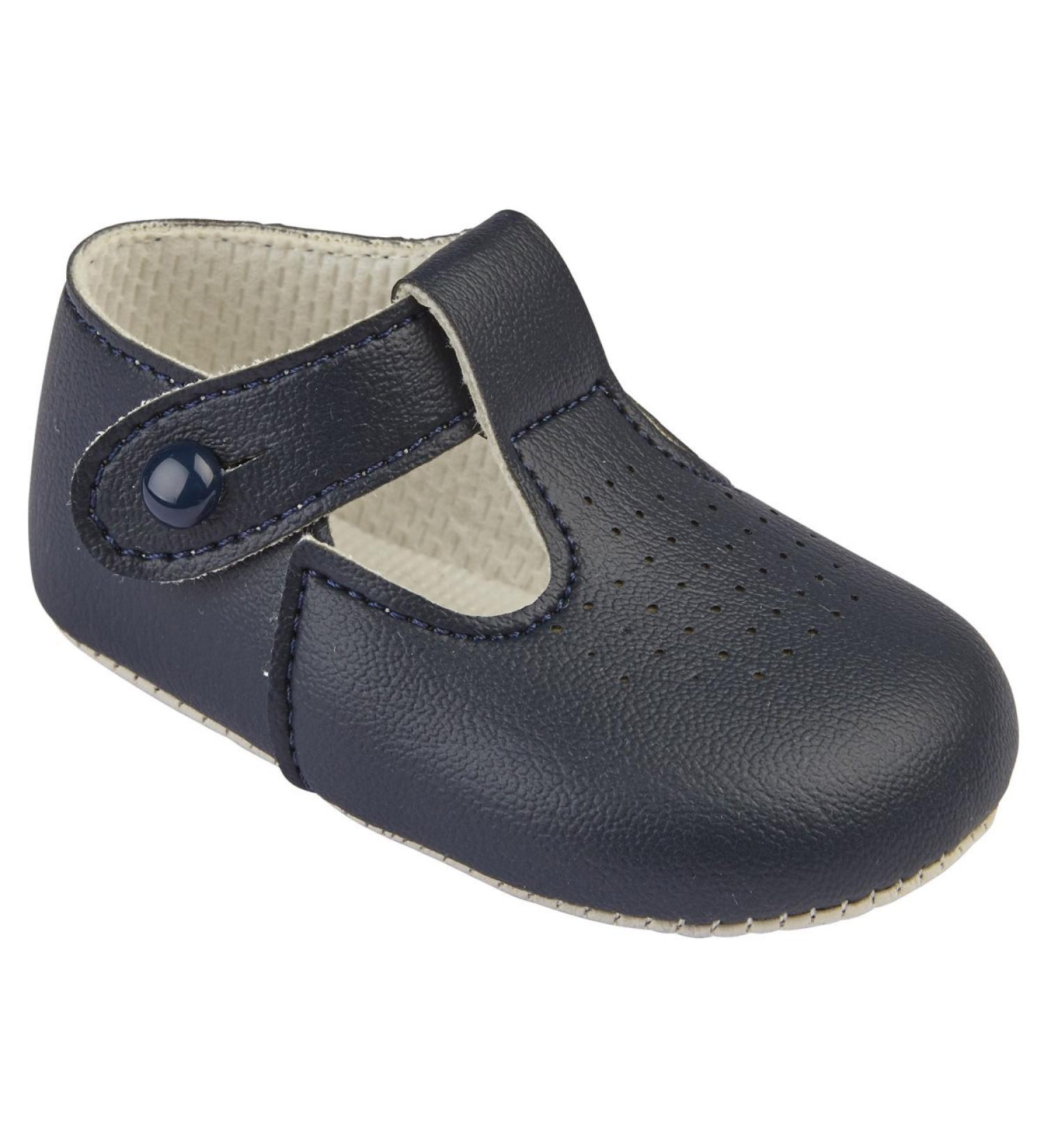 Baypods Baby Boys Traditional T bar pram Shoes Early Days 12-18 Months Navy Blue