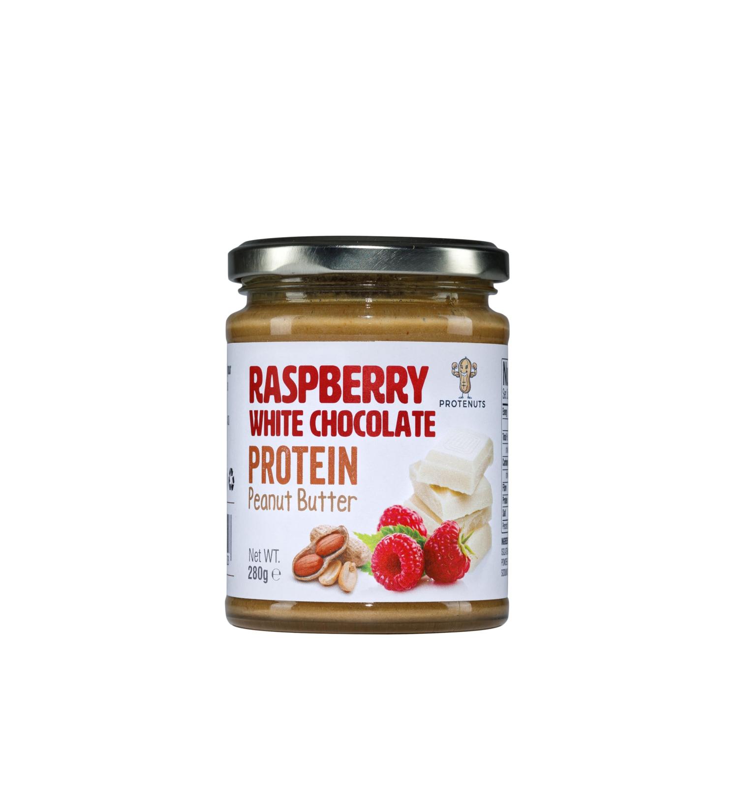 Protenuts Peanut Butter Whey Protein Raspberry White Chocolate Smooth (2x280g) no Palm Oil - Buy Online on GoSupps.com