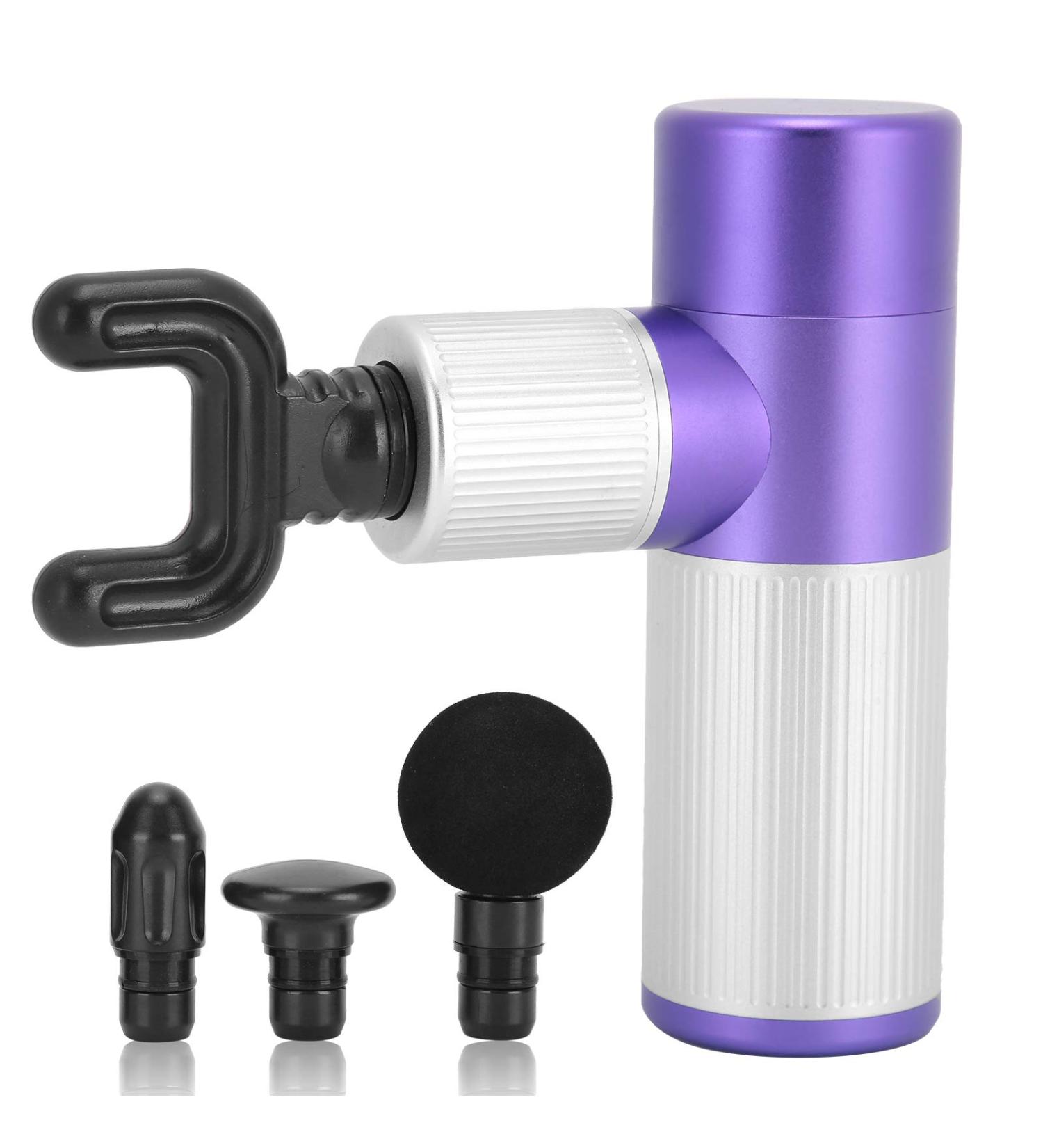 Deep Tissue Muscle Massager Gun with 4 Heads | Noise Suppression - Purple | Effective Pain Relief & Recovery - Buy Online on GoSupps.com