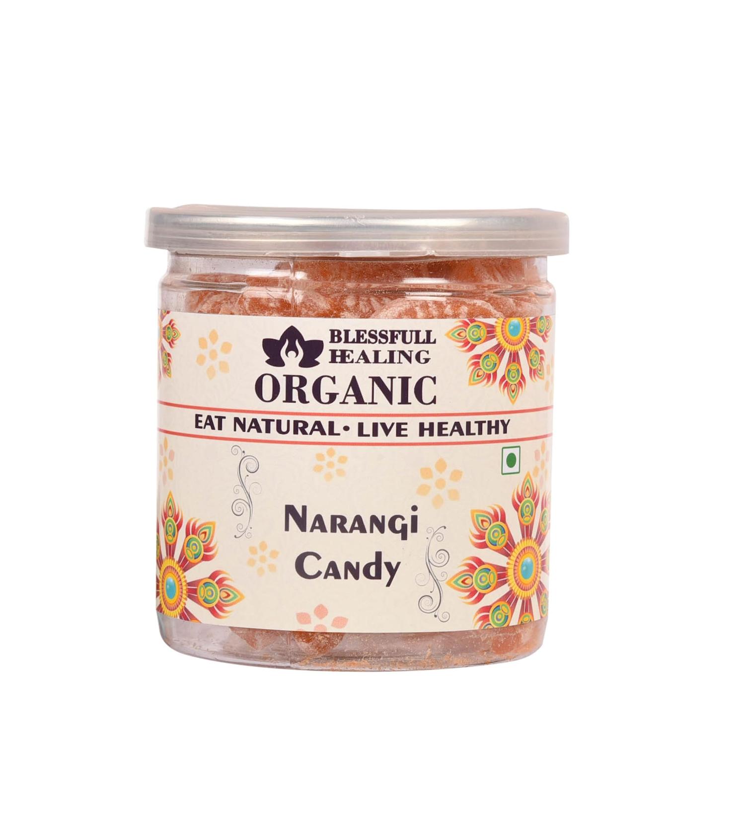 Blessfull Healing Organic Narangi Candy 400 Gram Airtight Container (Packing May Vary)