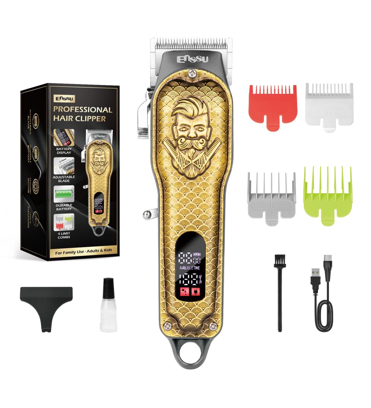 Buy ENSSU Professional Hair Clippers for Men | Cordless Barber Clippers with Adjustable Blades & LED Display | Ideal for Home & Professional Use - Buy Online on GoSupps.com
