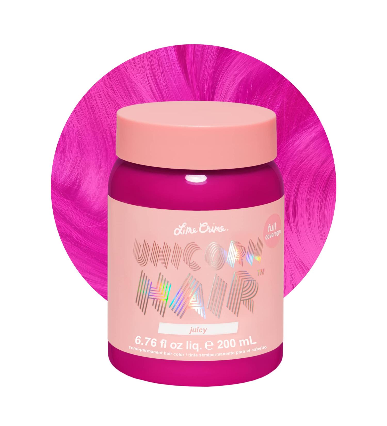 Lime Crime Unicorn Hair Dye - Juicy Fuschia (Pink-Purple) | Vegan & Cruelty-Free Semi-Permanent Color | Conditions & Moisturizes | Citrus Vanilla Scent - Buy Online on GoSupps.com