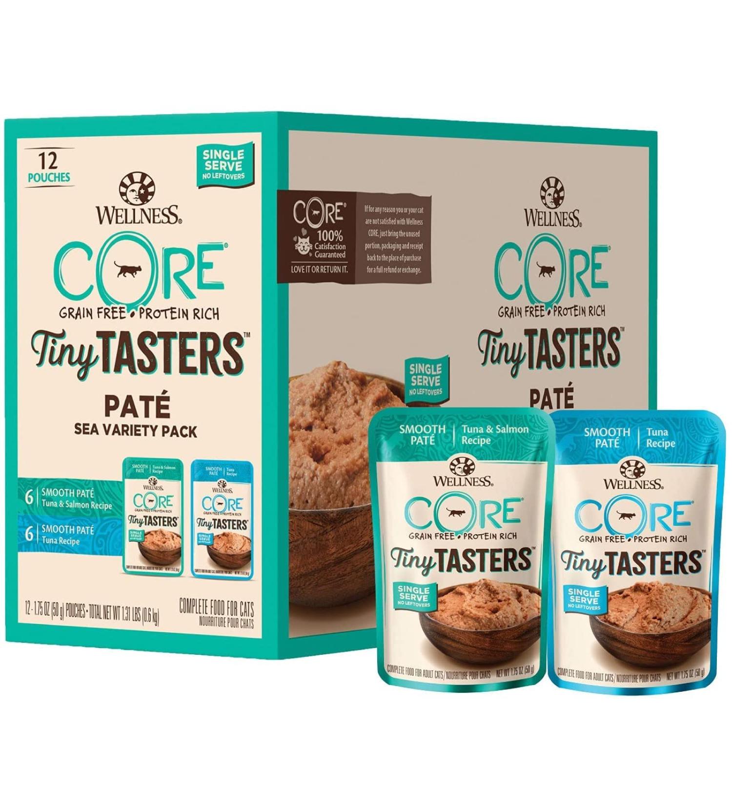 Wellness Natural Food for Pets Wellness CORE Tiny Tasters Pate Sea Variety Pack 1.75-Ounce (Pack of 24 - 2 of 12x1.75oz Pouch) 50 g (Pack of 24) - Buy Online on GoSupps.com
