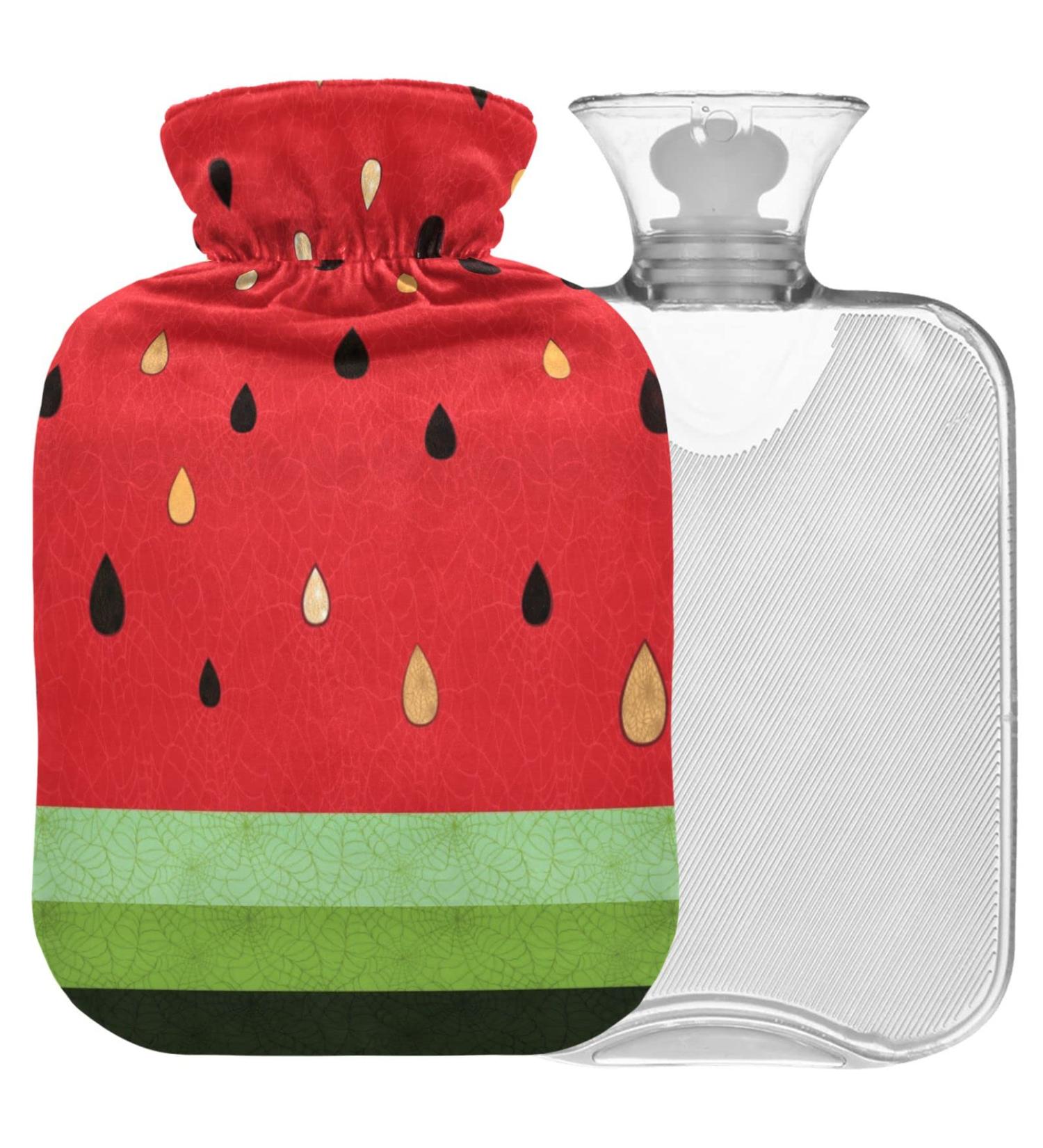 NAANLE Cartoon Watermelon Heat Bottle - 2L Transparent Hot Water Bottle for Bed Hand & Foot Pain Relief | Heat & Cold Therapy - Buy Online on GoSupps.com