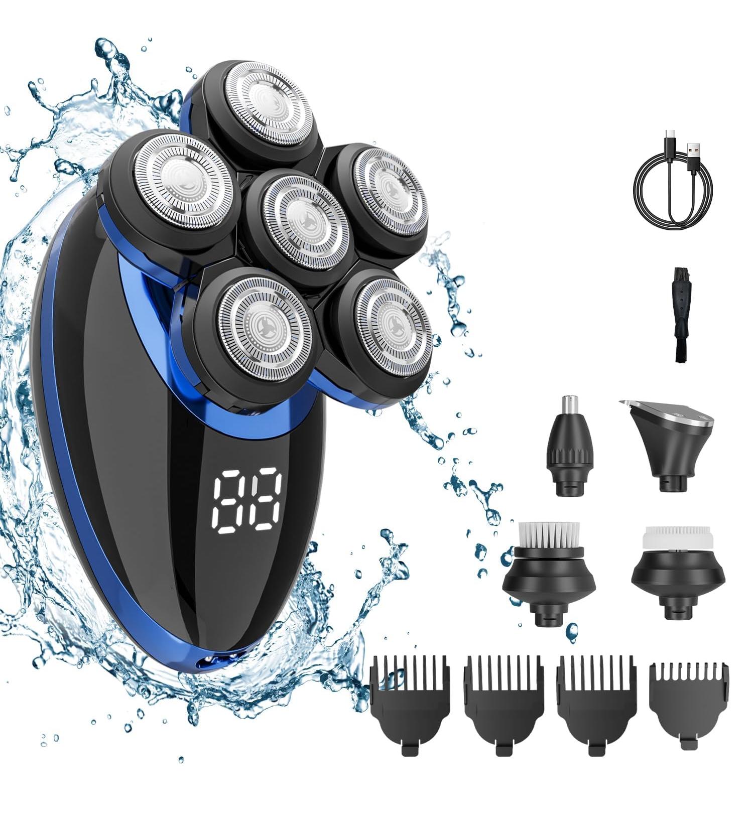 ZORUMAN 6D Electric Head Shaver for Men - 5-in-1 Cordless Shavers for Bald Men - LED Display, IPX7 Waterproof - Wet/Dry Use - 6900-BLACK - Buy Online on GoSupps.com