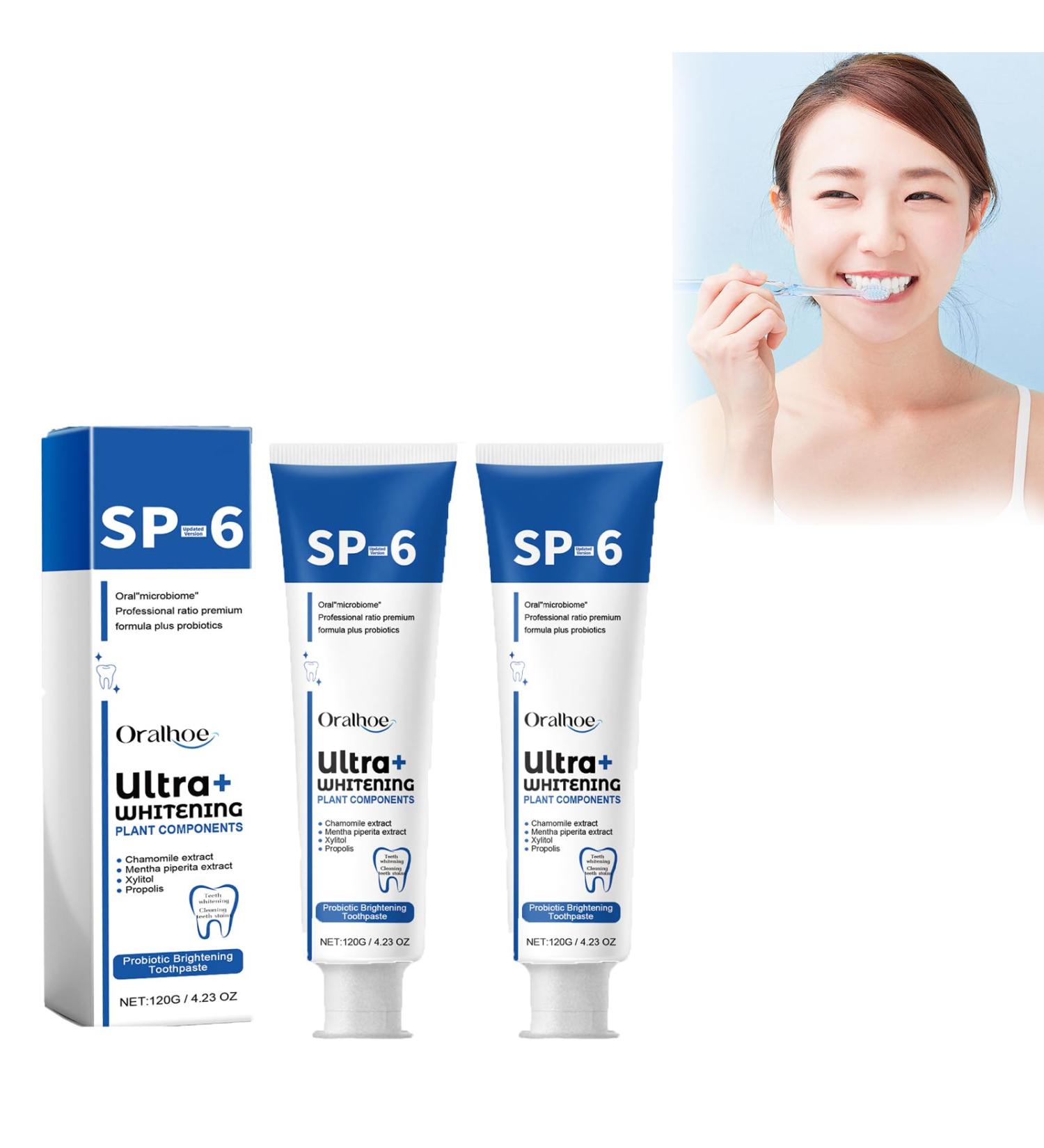 Probiotic Whitening Toothpaste Sp 6 Toothpaste Sp-6 Anti-Caries Toothpaste Sp-6 Deep Cleaning Toothpaste Breath Freshening Toothpaste (Blue 2pcs) - Buy Online on GoSupps.com