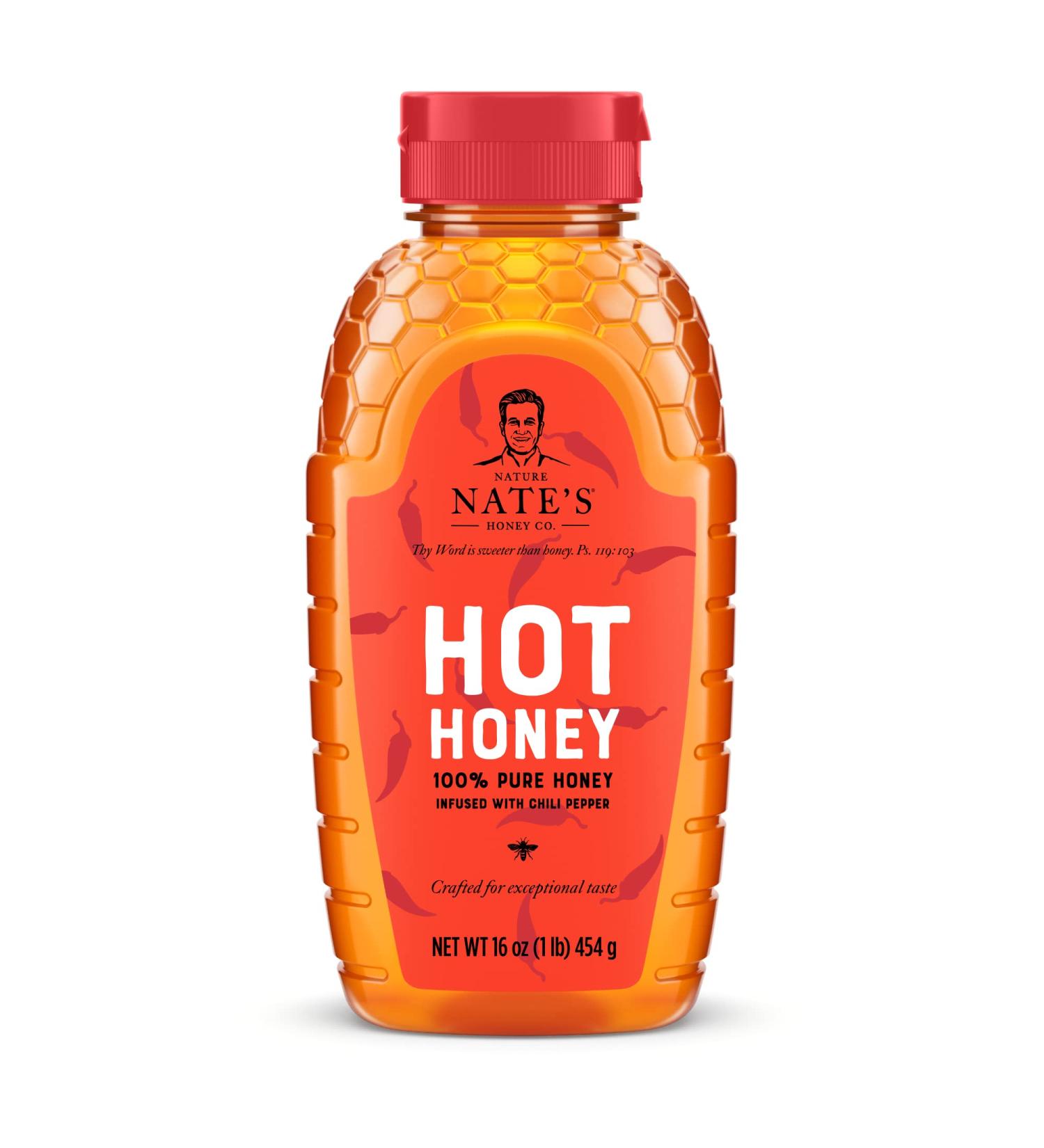 Nature Nate's Hot Honey - 16 fl oz, 100% Pure Honey Infused with Habanero Chili Pepper - Buy Online on GoSupps.com