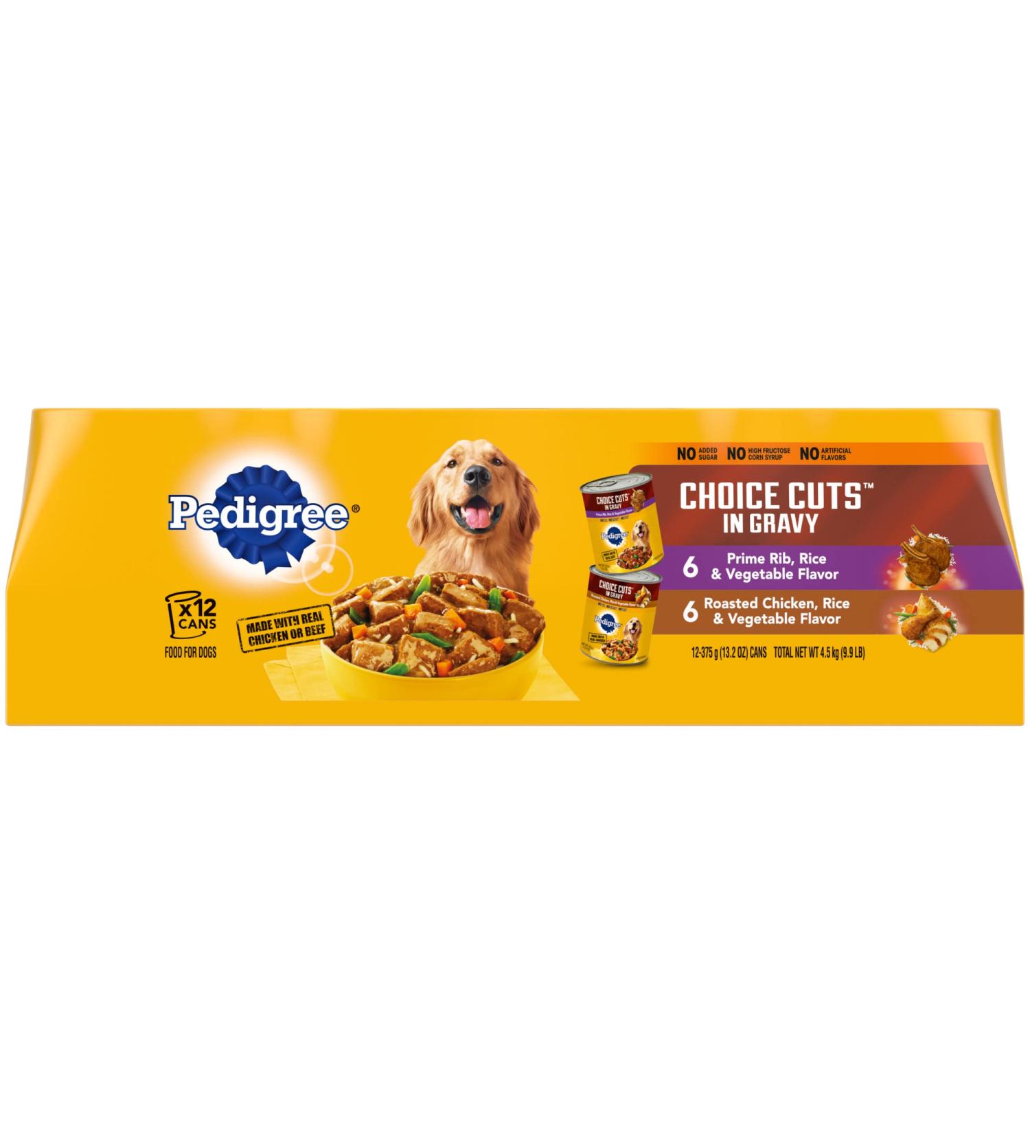 Pedigree Adult & Small Breed Wet Dog Food 12-Pack | Prime Rib & Chicken Gravy Cuts 13.2oz - Buy Online on GoSupps.com