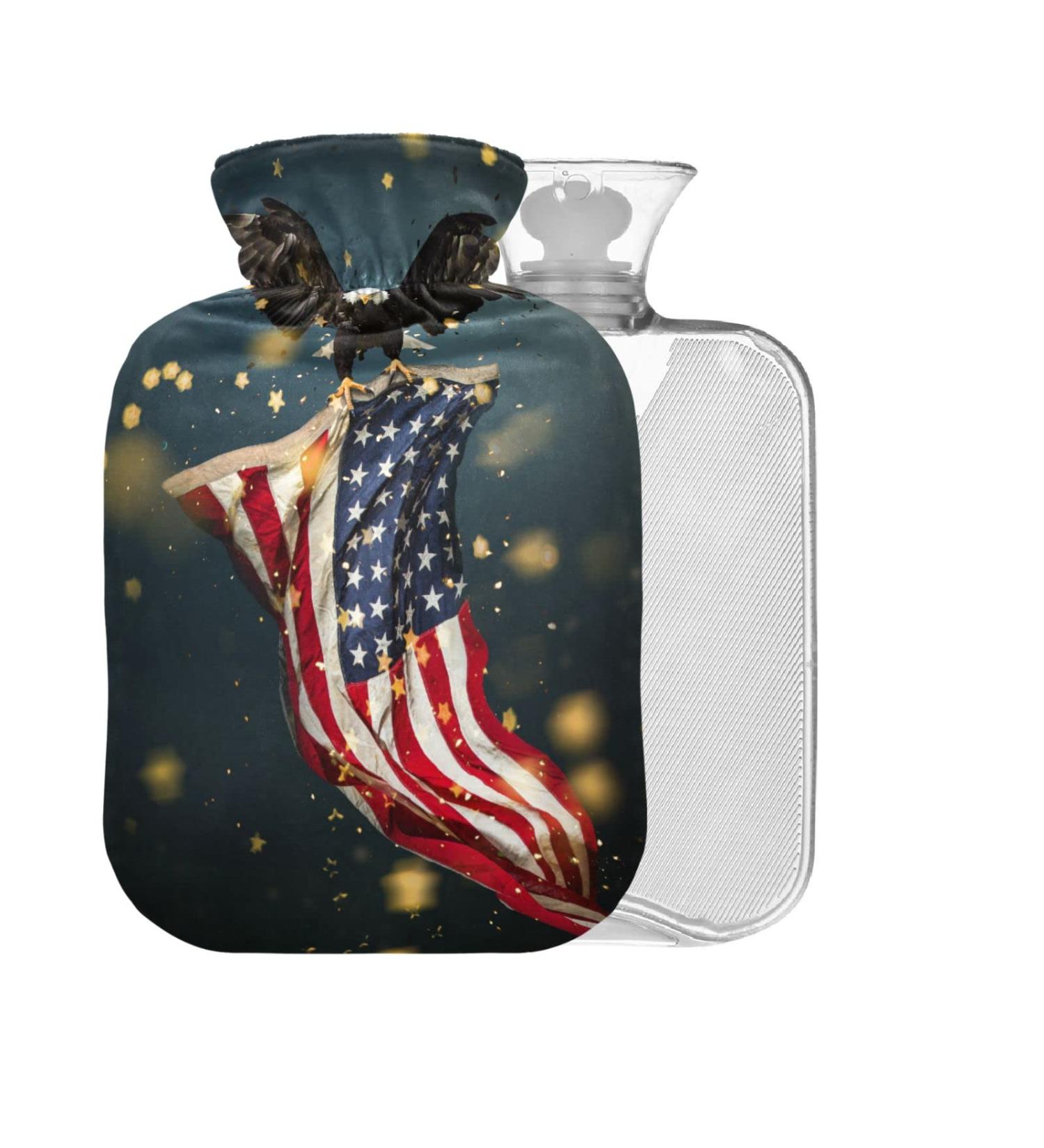 HAWK BPA-Free Hot Water Bottle - American Flag 2L Large Size for Pain Relief & Cold Compress - Perfect for July 14th - Buy Online on GoSupps.com
