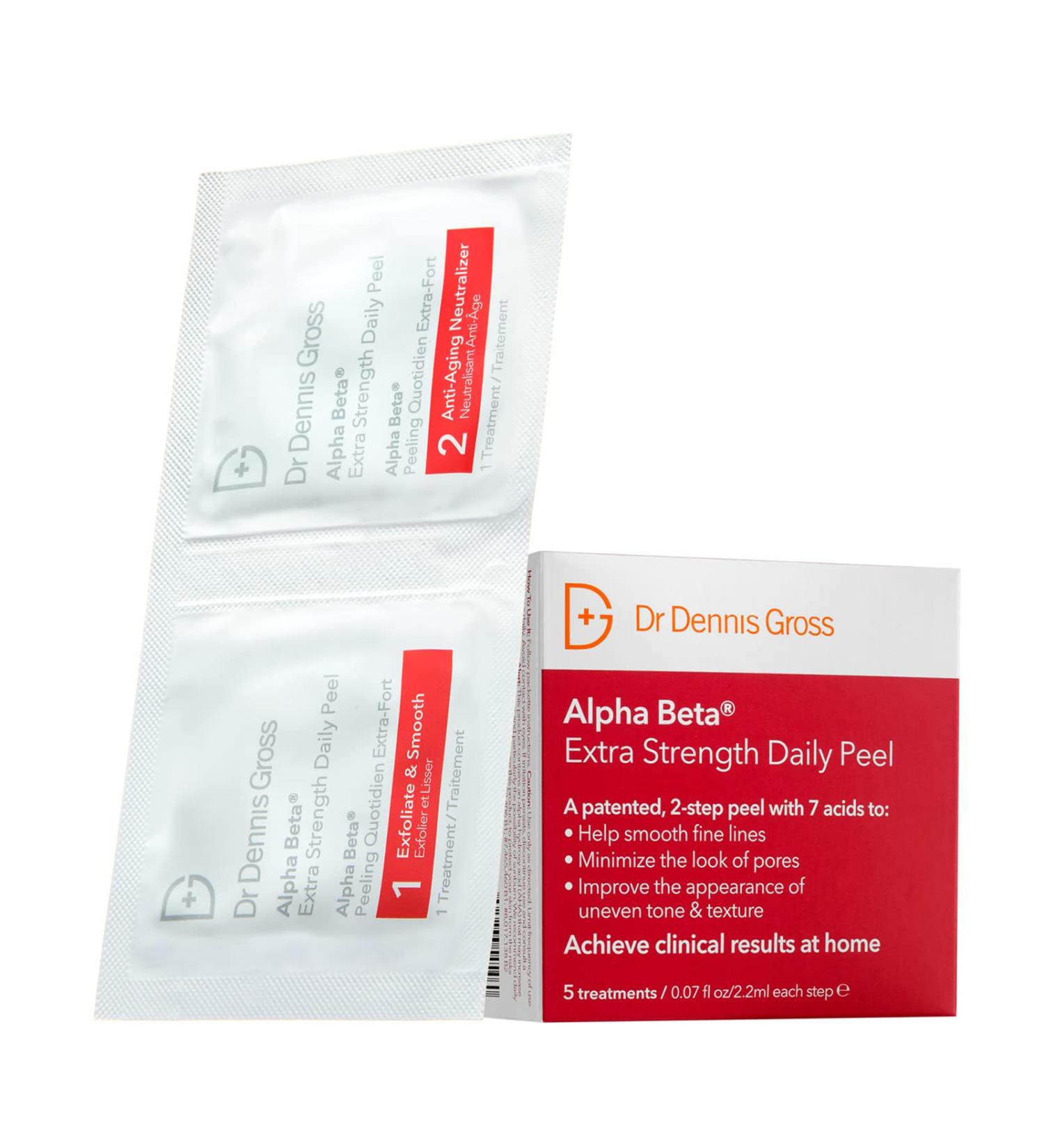 Dr. Dennis Gross Extra Strength Daily Peel for Oily Skin, Uneven Tone & Texture, Wrinkles, Enlarged Pores - 5 Treatments - Buy Online on GoSupps.com