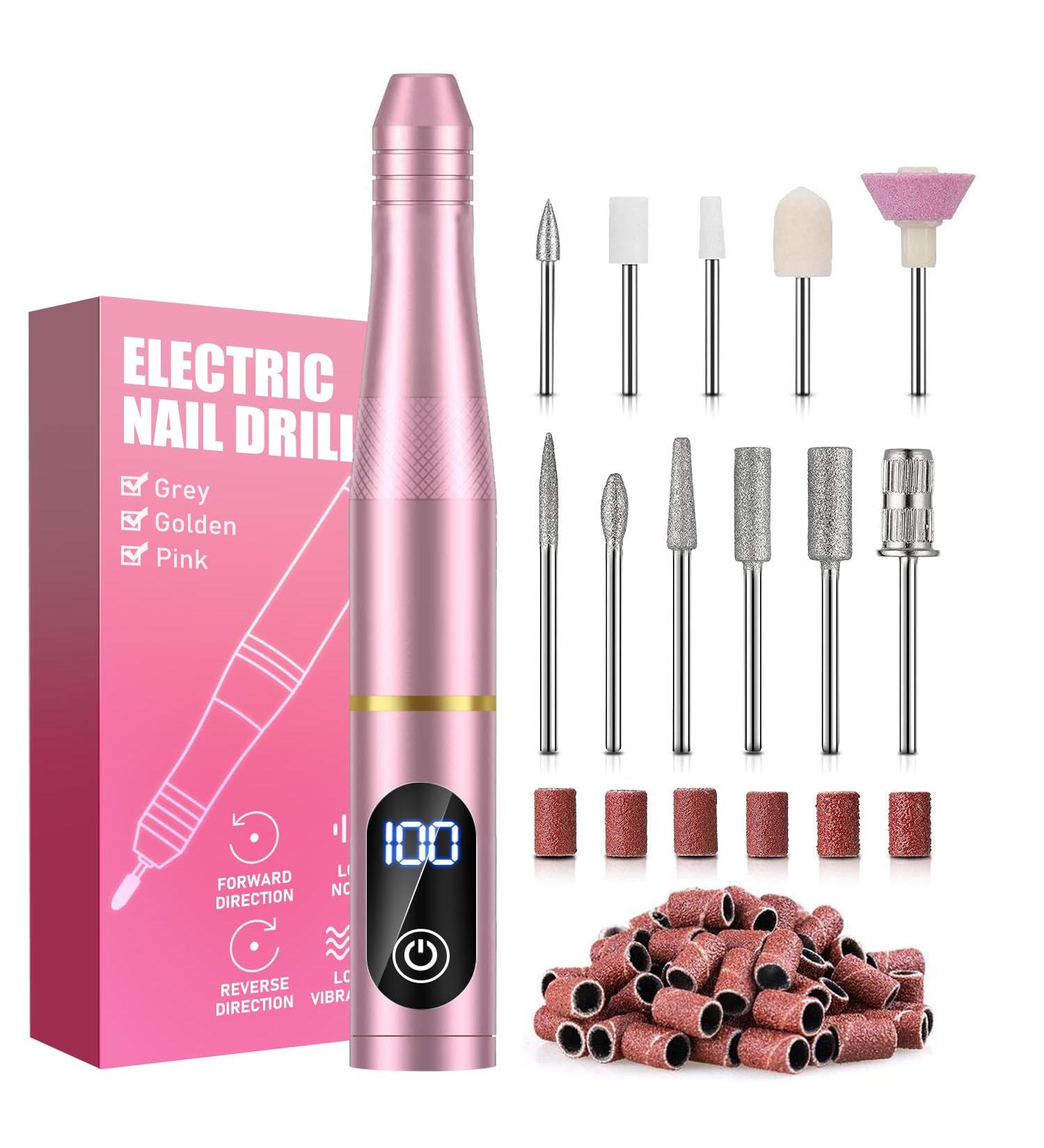 Electric Nail Cutter & File Set - 30 000 RPM 11-in-1 USB Manicure & Pedicure Tools - Pink Acrylic & Callus Remover - Buy Online on GoSupps.com