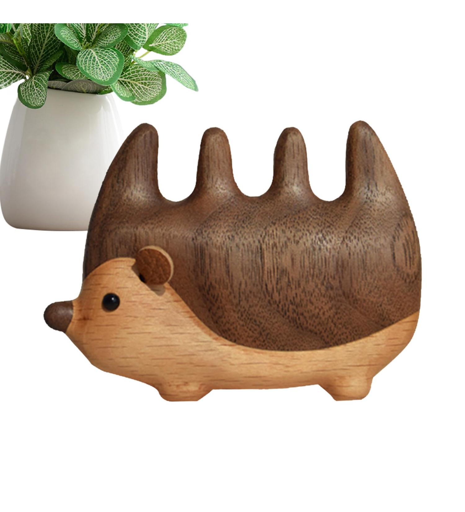 Wooden Scalp Massage Comb | Hedgehog Wide Tooth Comb for Scalp Stimulation | Antistatic Cute Hair Care Device for Women & Men | Firulab - Buy Online on GoSupps.com