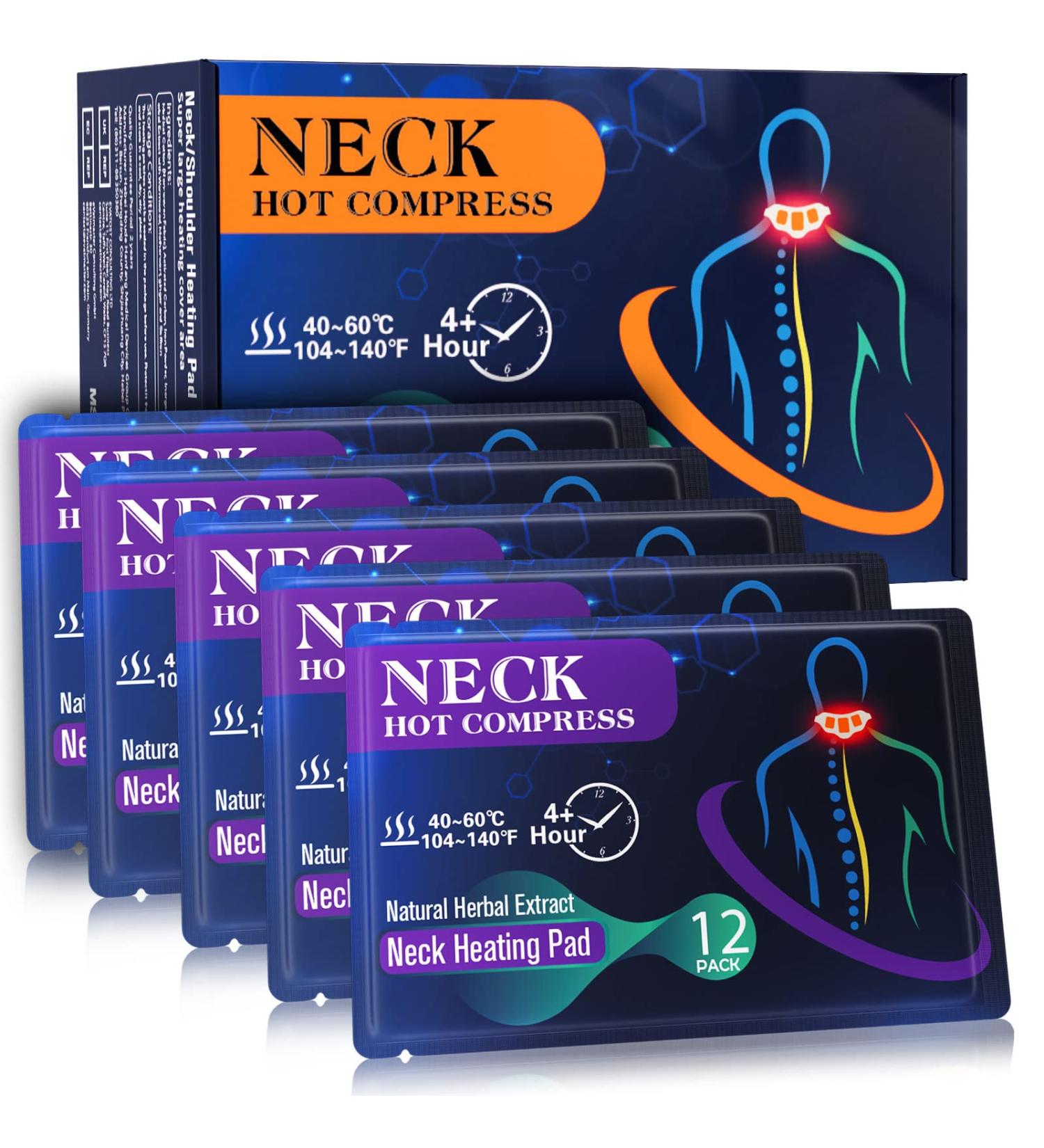 Self-Heating Neck Pad 12 Pack - Portable & Disposable Neck Wrap for Pain Relief - Purple Neck Warmer for Travel - Buy Online on GoSupps.com