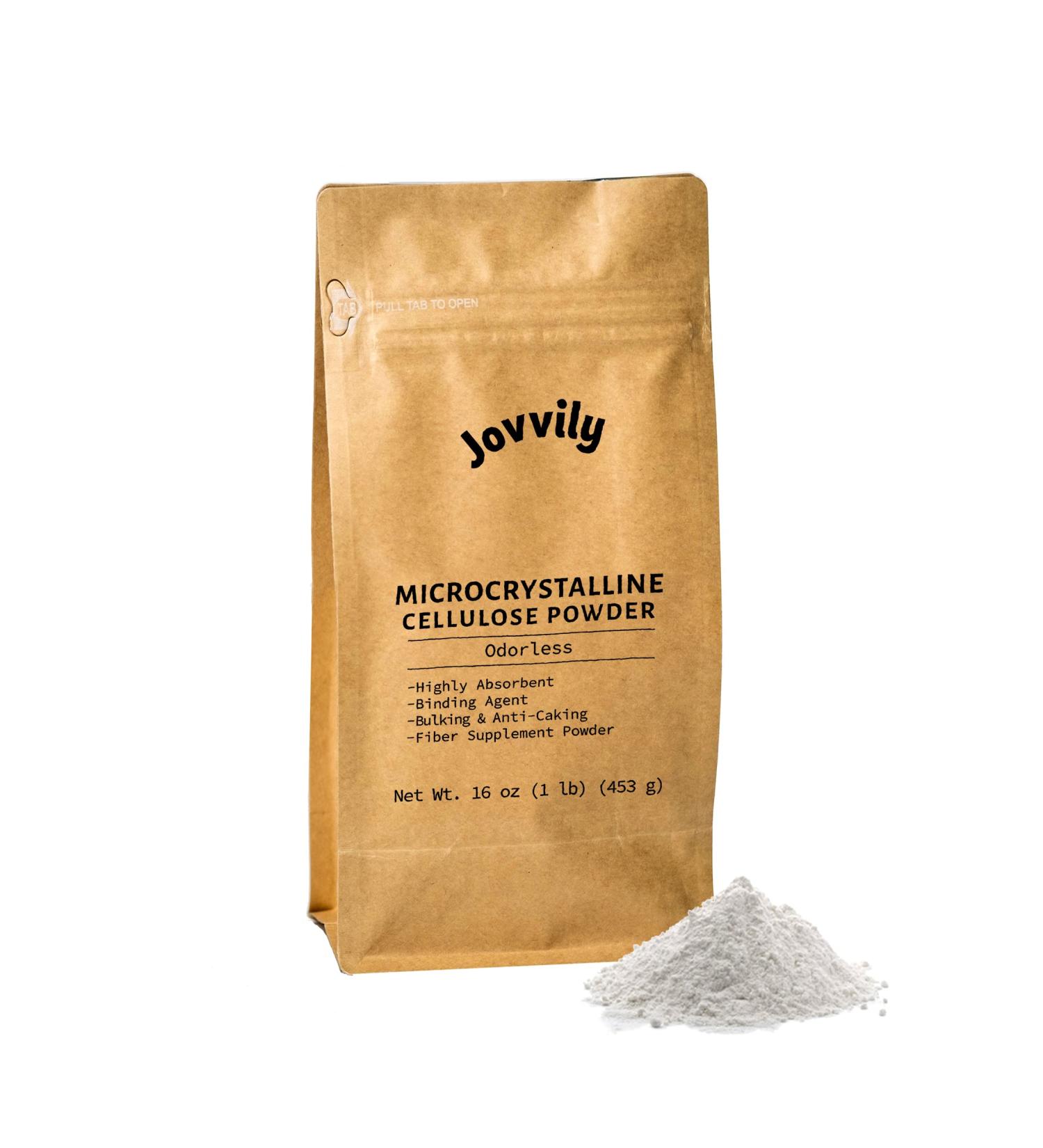 Jovvily Microcrystalline Cellulose Powder 1lb - Fiber Supplement & Binding Agent - Highly Absorbent - 1 Pound Pack - Buy Online on GoSupps.com