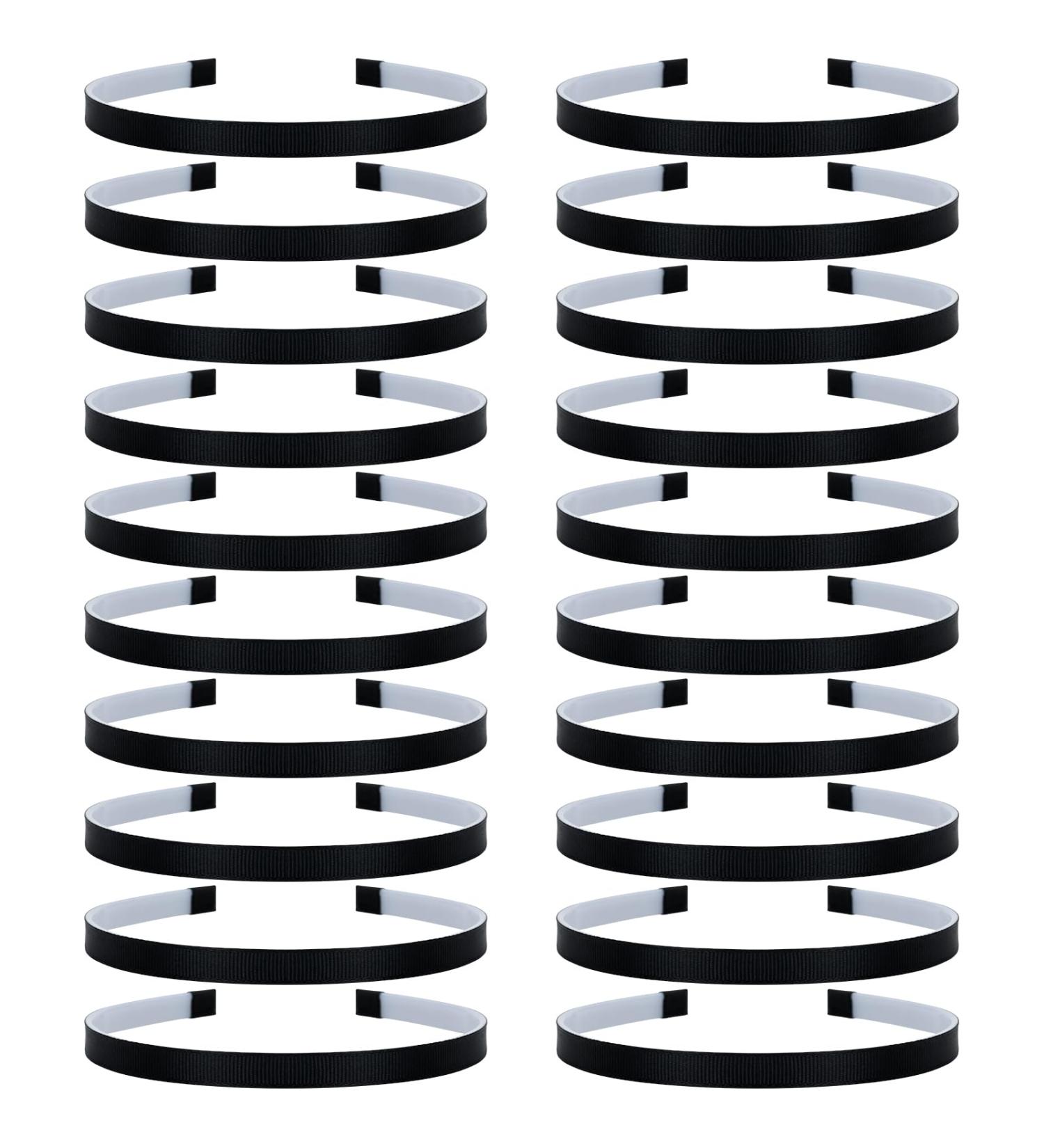 20 Pack Black Women s Hair Straps - Thin Plastic Fabric-Covered Elastic Holders for DIY Accessories - Buy Online on GoSupps.com