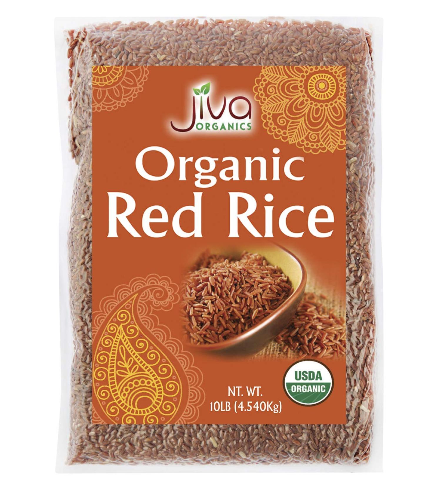 Jiva Organics Organic Red Rice 10 Pounds Bulk Bag - 100% Natural & Non-GMO from India - Buy Online on GoSupps.com