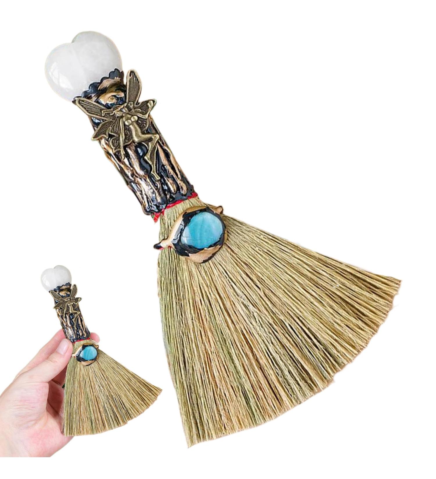 Halloween Witch Broom Crystal Witch Wiccan Altar Broom Witch Broomstick with Heart-Shape Crystal Halloween Witch Decor for Healing Cleansing Fengshui Halloween Party Decorations - Buy Online on GoSupps.com