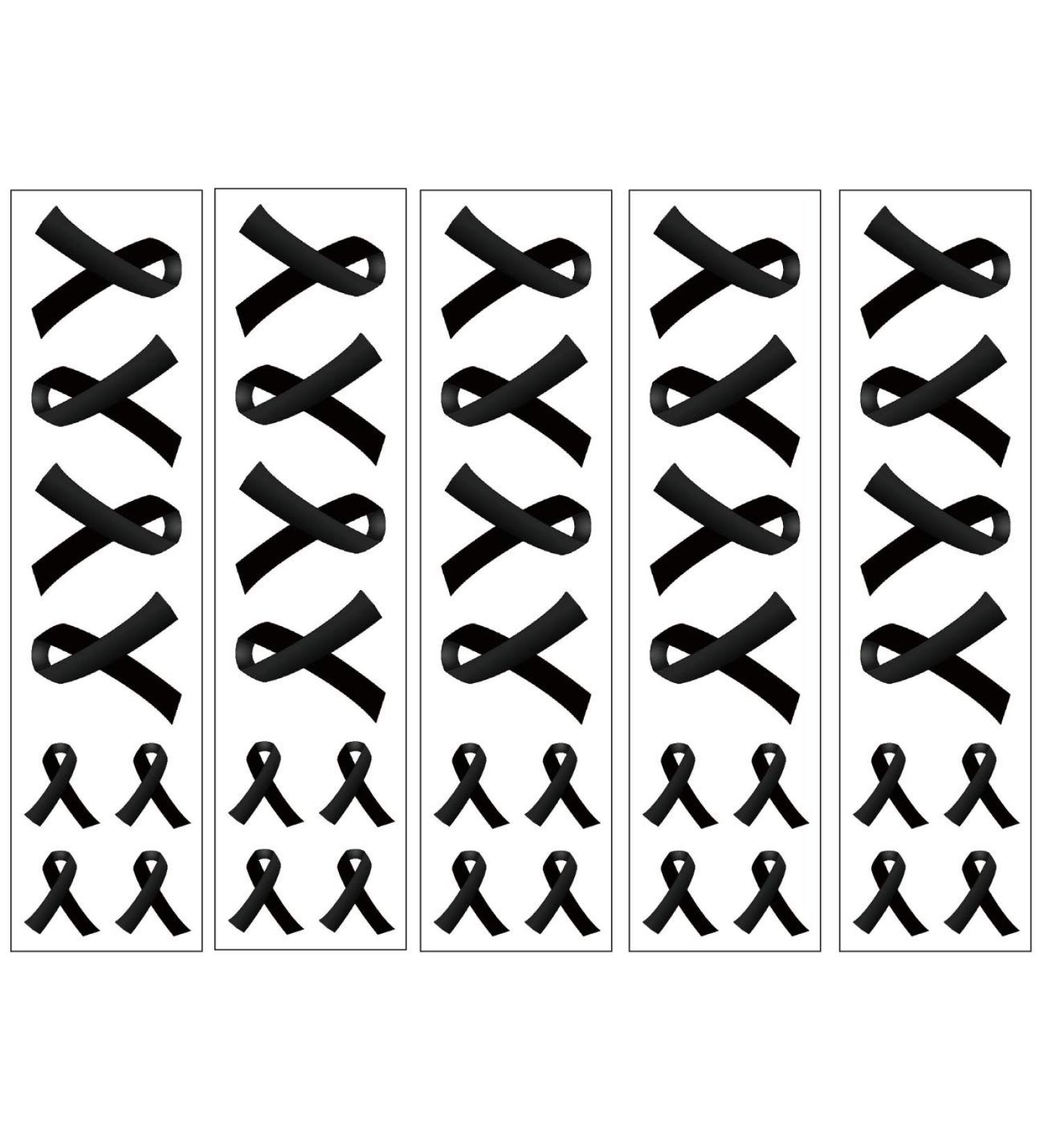 40 Black Ribbon Temporary Tattoos: Melanoma  Gun Control  Skin Cancer  Sleep Disorders Awareness Tattoo