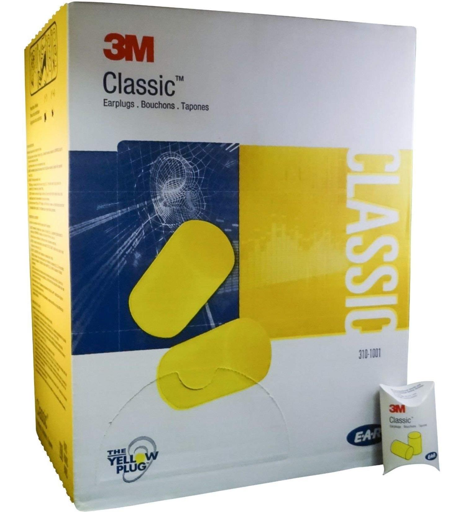 3M E-A-R Classic Earplugs 310-1001 Uncorded in Pillow Pack - MS92100(4 Box)