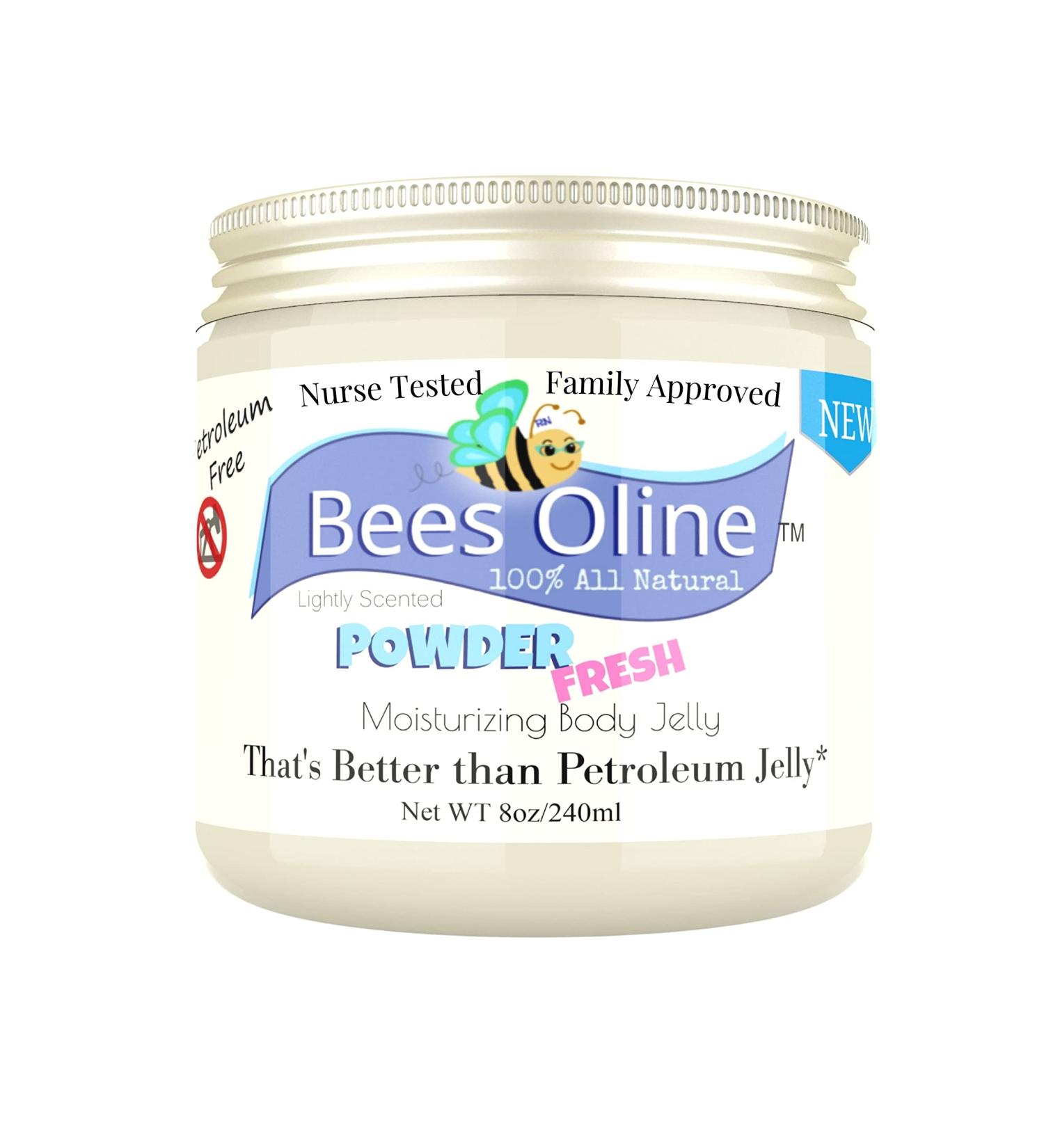 BeesOline Powder Fresh Petroleum-Free Body Jelly | Non-GMO Sunflower Oil, Organic Castor Oil, Jojoba Butter | 1-8oz Jar - Buy Online on GoSupps.com