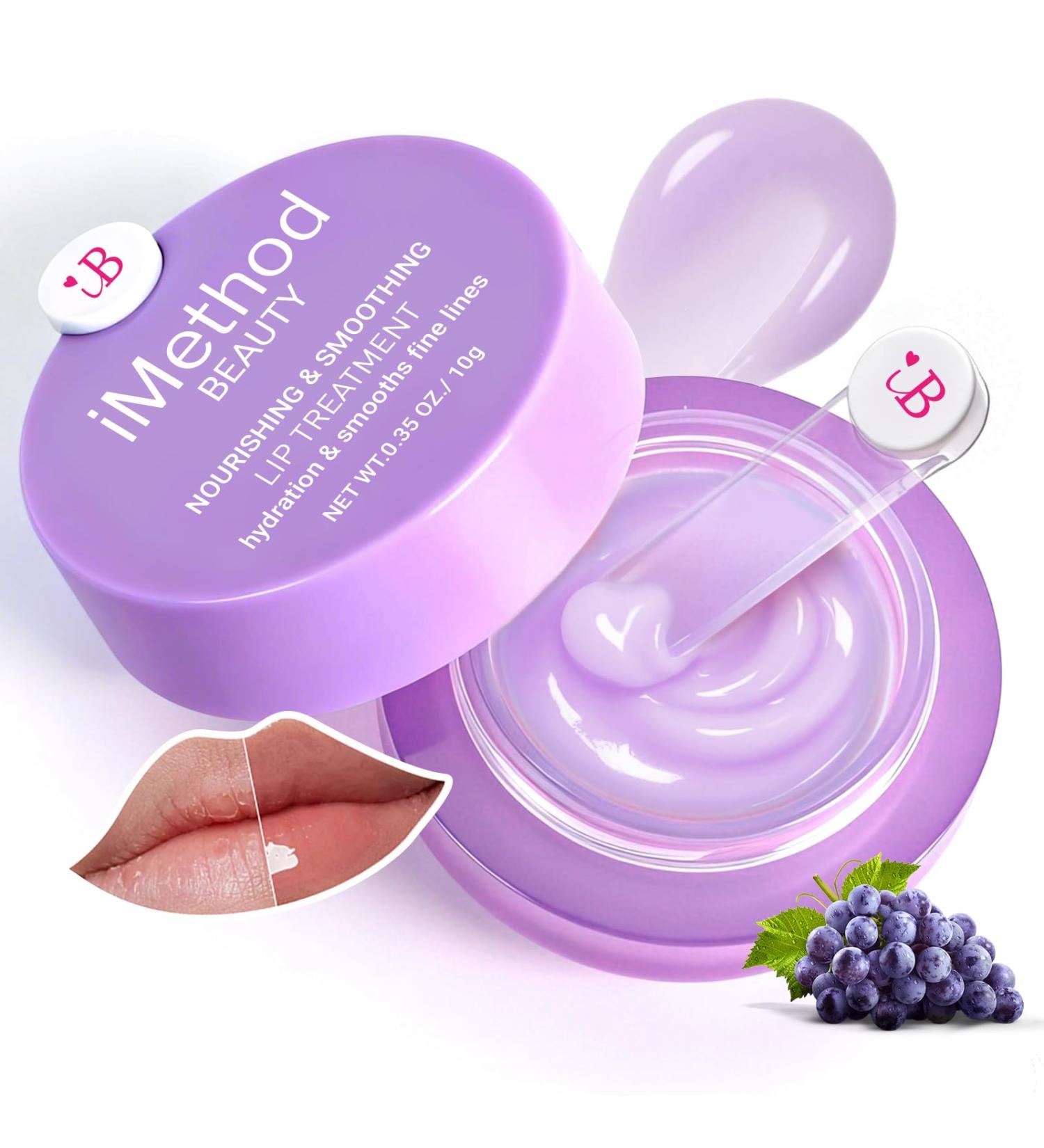 iMethod Lip Mask Overnight - Lip Sleeping Mask for Dry Lips, 8-Hour Hydrating Lip Balm with Hyaluronic Acid, Intense Moisturizing Lip Treatment to Nourish & Repair - Grape 665 Grape - Buy Online on GoSupps.com